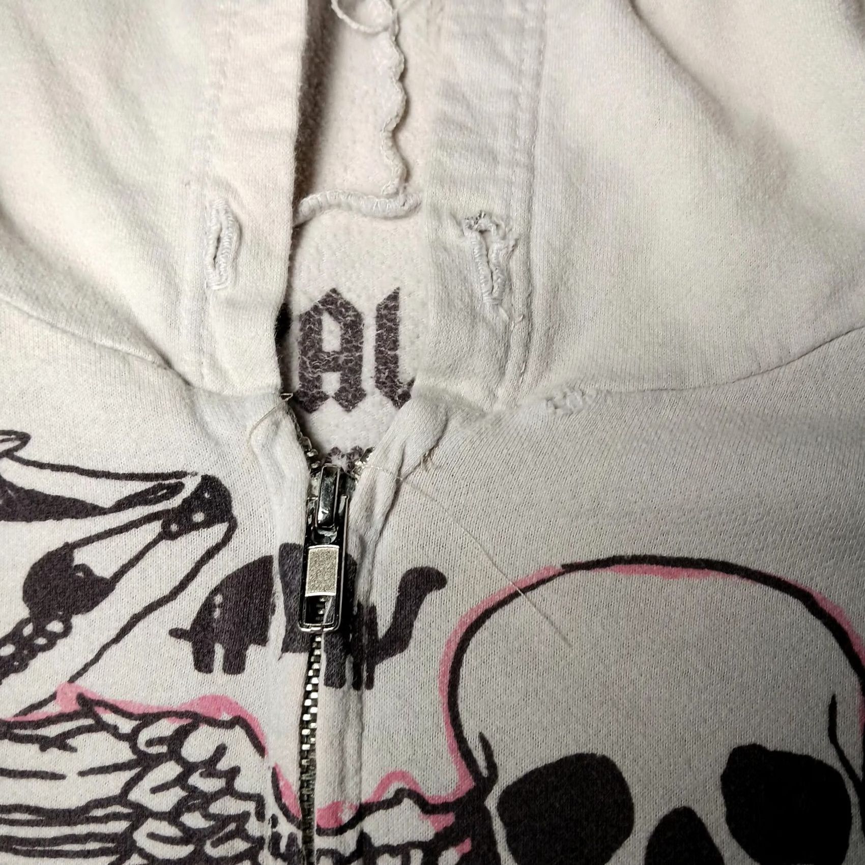 Vintage VINTAGE SUPALIFE Hoodie Small Gray Southwestern Skull Distressed Full Zip Desert Y2K USA Womens Size S / US 4 / IT 40 - 6 Thumbnail