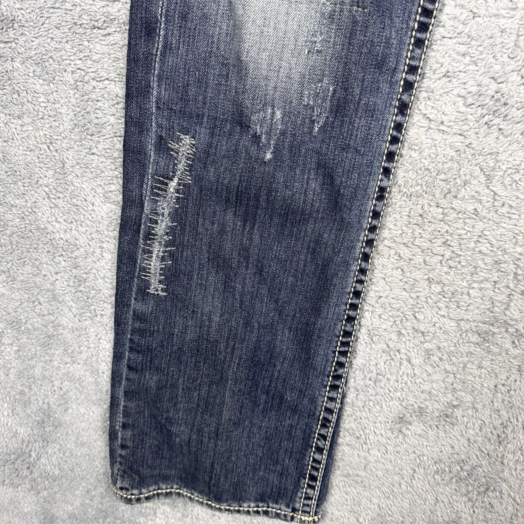 Vintage BKE Aiden Jeans Men 31x32 Straight Stack City Punk Grunge Distressed Y2K Whisker Blue Denim Regular 5-Pocket Mens Size US 31 - 5 Thumbnail