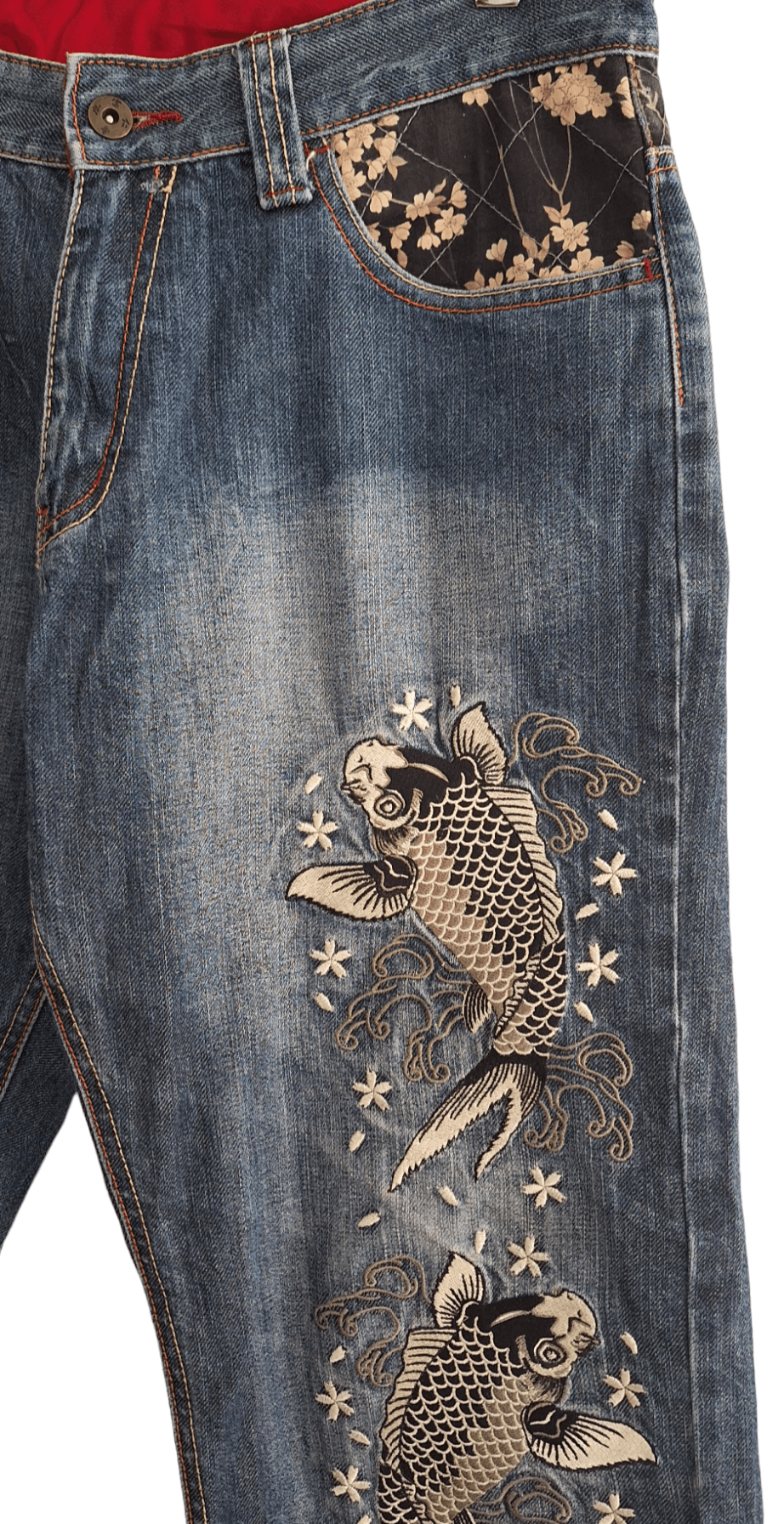 Japanese Brand Japanese Brand Infinity Fish Koi Multipocket Jeans Size US 32 / EU 48 - 4 Thumbnail