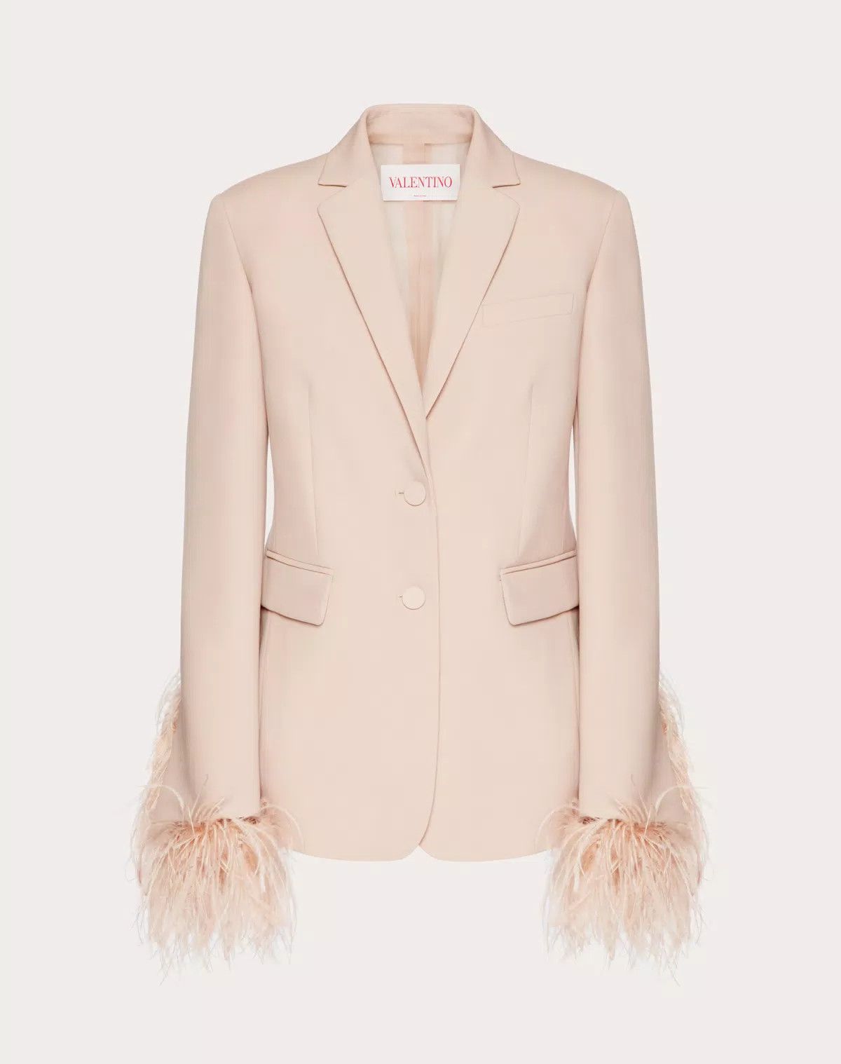 Valentino o1s1wg110426 Dry Tailoring Wool Embroidered Blazer in Sand Size L / US 10 / IT 46 - 1 Thumbnail