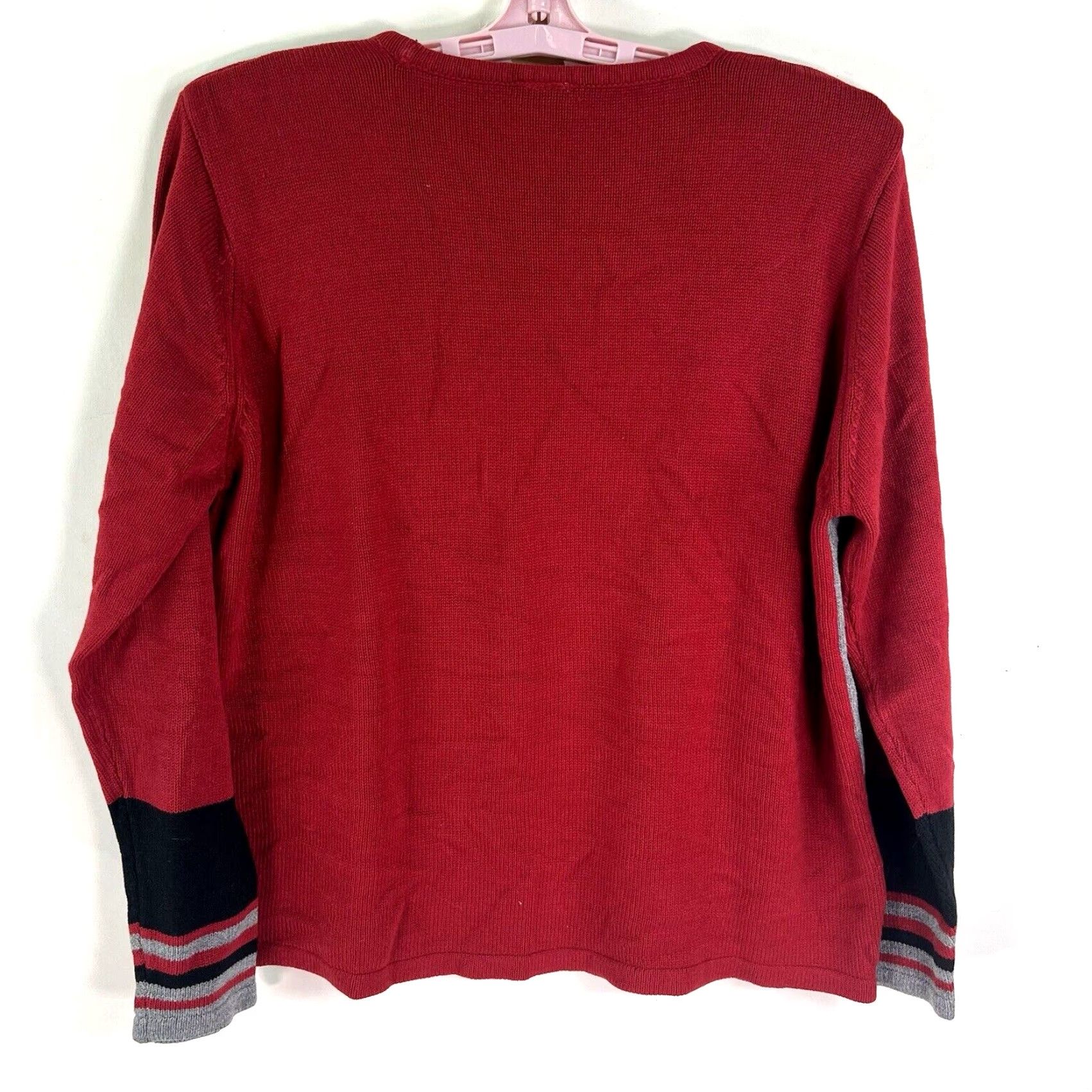 Vintage VINTAGE Sara Morgan Acrylic Sweater Shirt Womens XL Red Geometric 80s 90s Cable Knit, Pullover, Lightweight, Regular Fit Size XL / US 12-14 / IT 48-50 - 7 Thumbnail