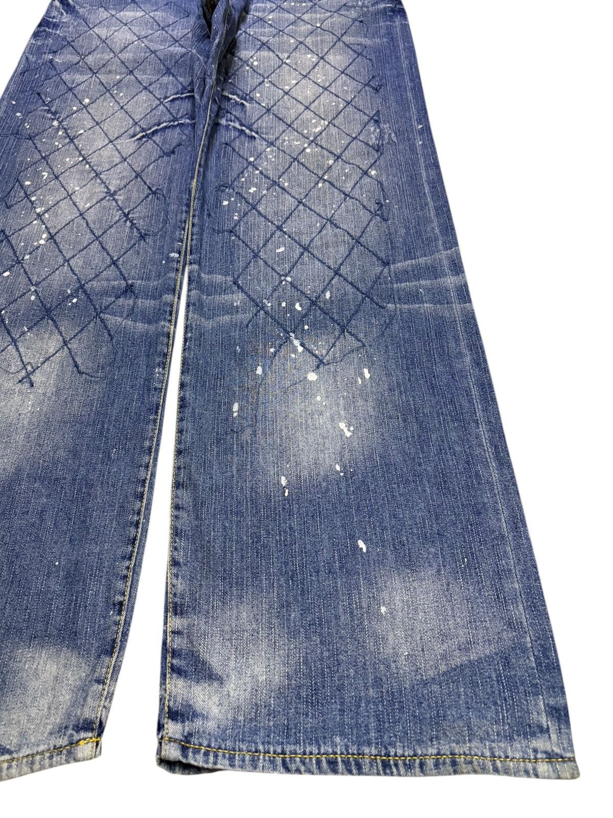 Japanese Brand Vintage Japanese Brand Bleach Paint Embroidery Baggy Jeans Size US 36 / EU 52 - 7 Thumbnail