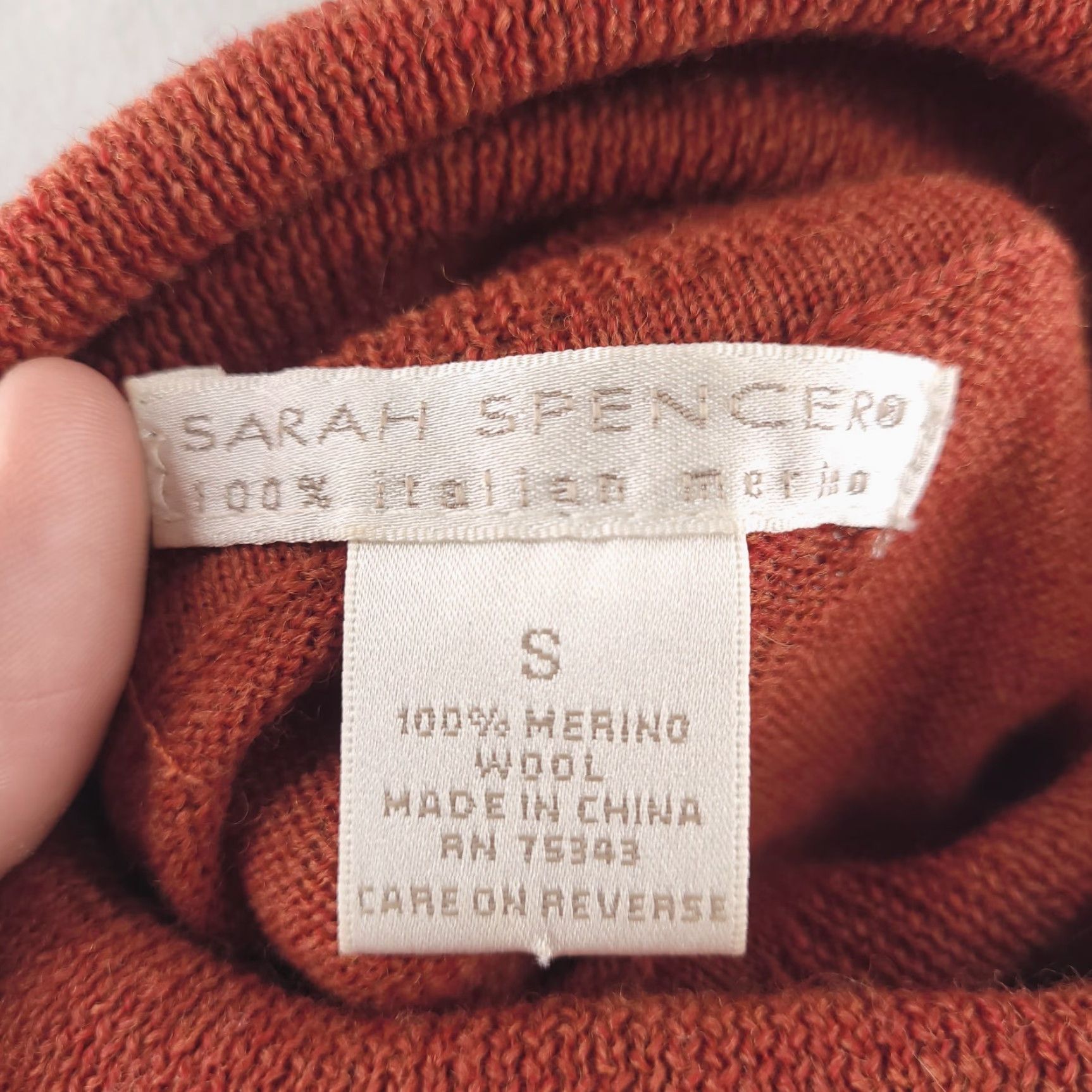 Vintage Sarah Spencer Sweater Womens Small Orange Merion Wool Turtleneck Size S / US 4 / IT 40 - 5 Thumbnail