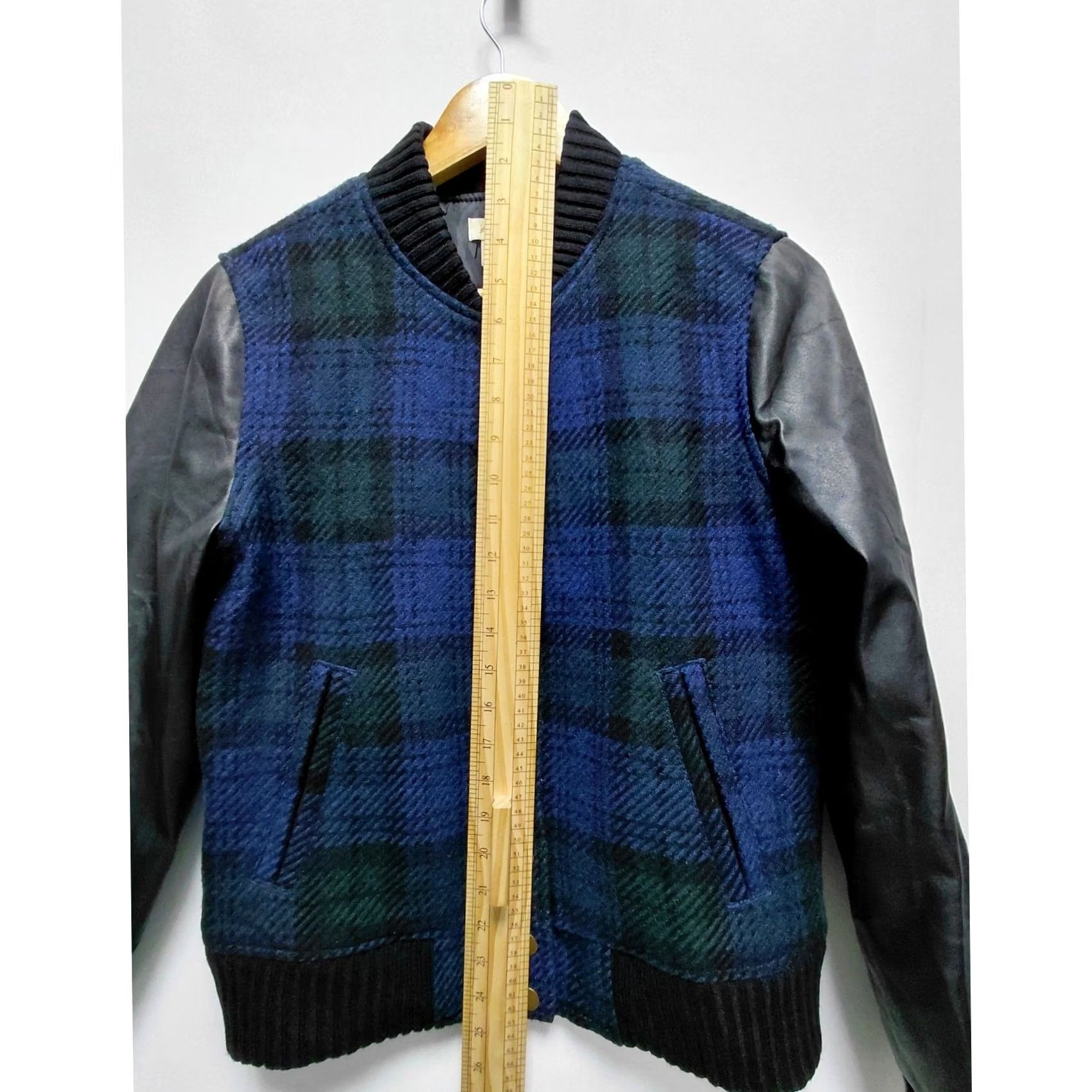 J.Crew J.Crew Plaid Wool Blend Bomber Jacket Blue Faux Leather Blend Size S Women Regular Pocket Buttoned Lined Lightweight Dry Clean Only Size S / US 4 / IT 40 - 7 Thumbnail