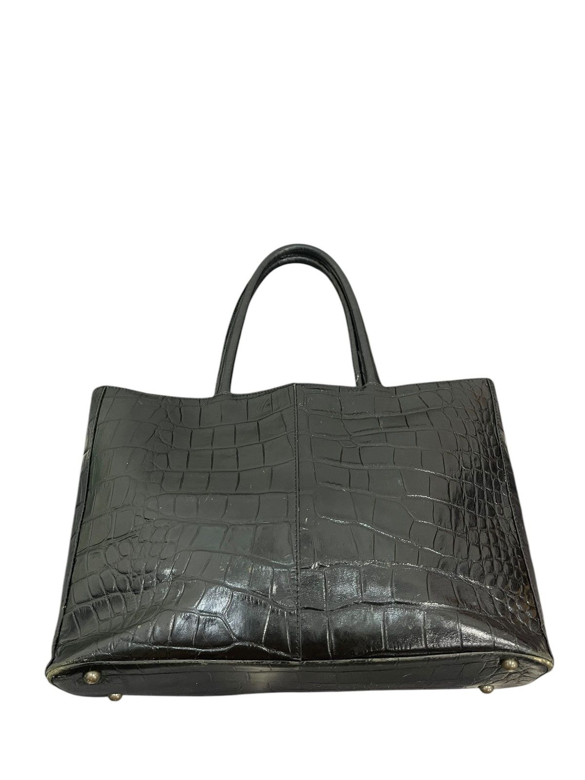 Genuine Leather Crocodile Embossed Vtg Unknown Japan Shoulder Bag 1🟩9 Size ONE SIZE - 7 Thumbnail