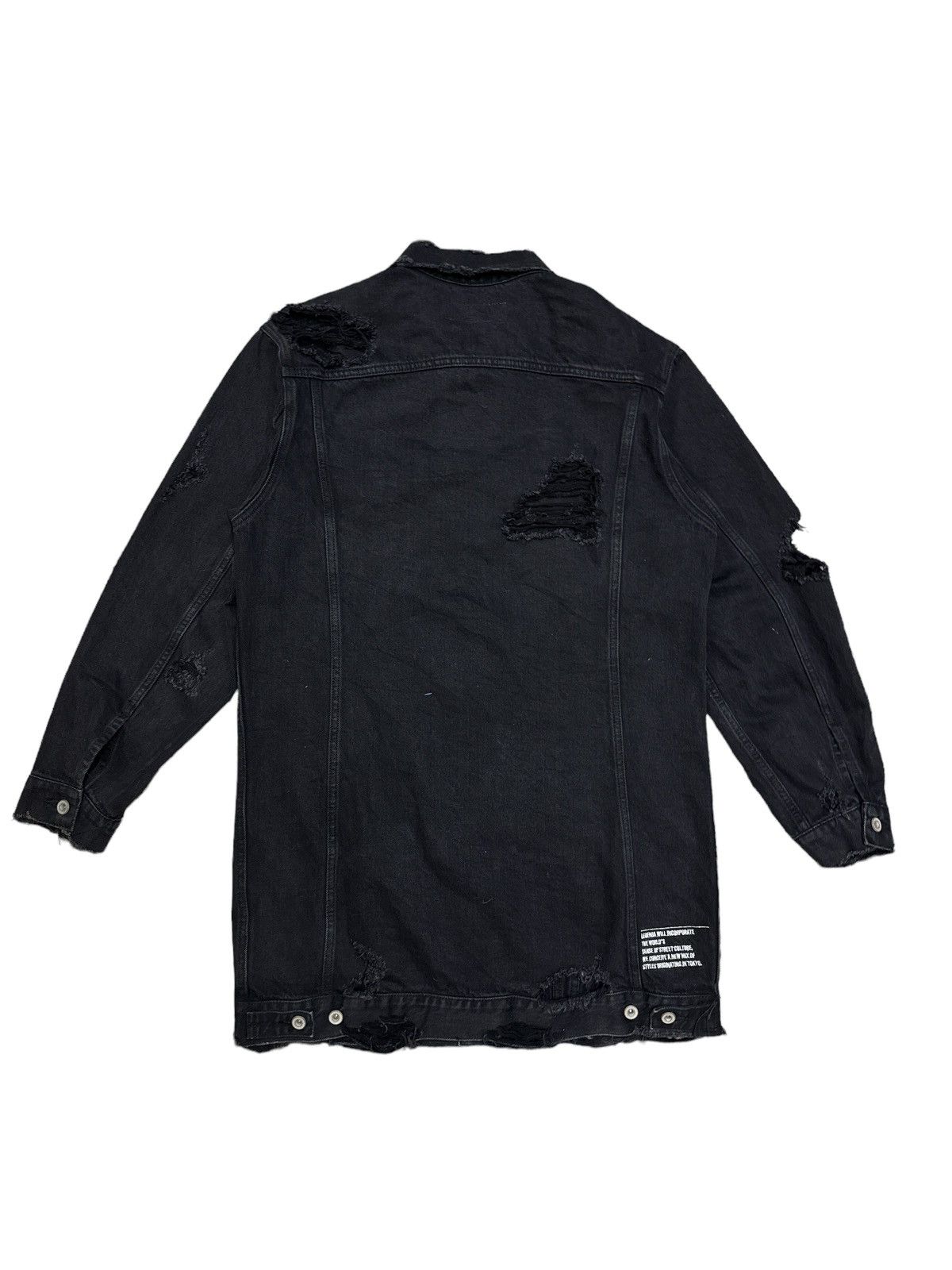 Japanese Brand LEGENDA MADE DESTROYED DISTRESSED LONG DENIM JACKET FOR MEN Size US M / EU 48-50 / 2 - 2 Thumbnail