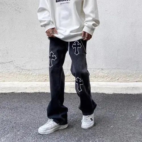 Japanese Brand Street hip hop cross print jeans Size US 32 / EU 48 - 2 Thumbnail
