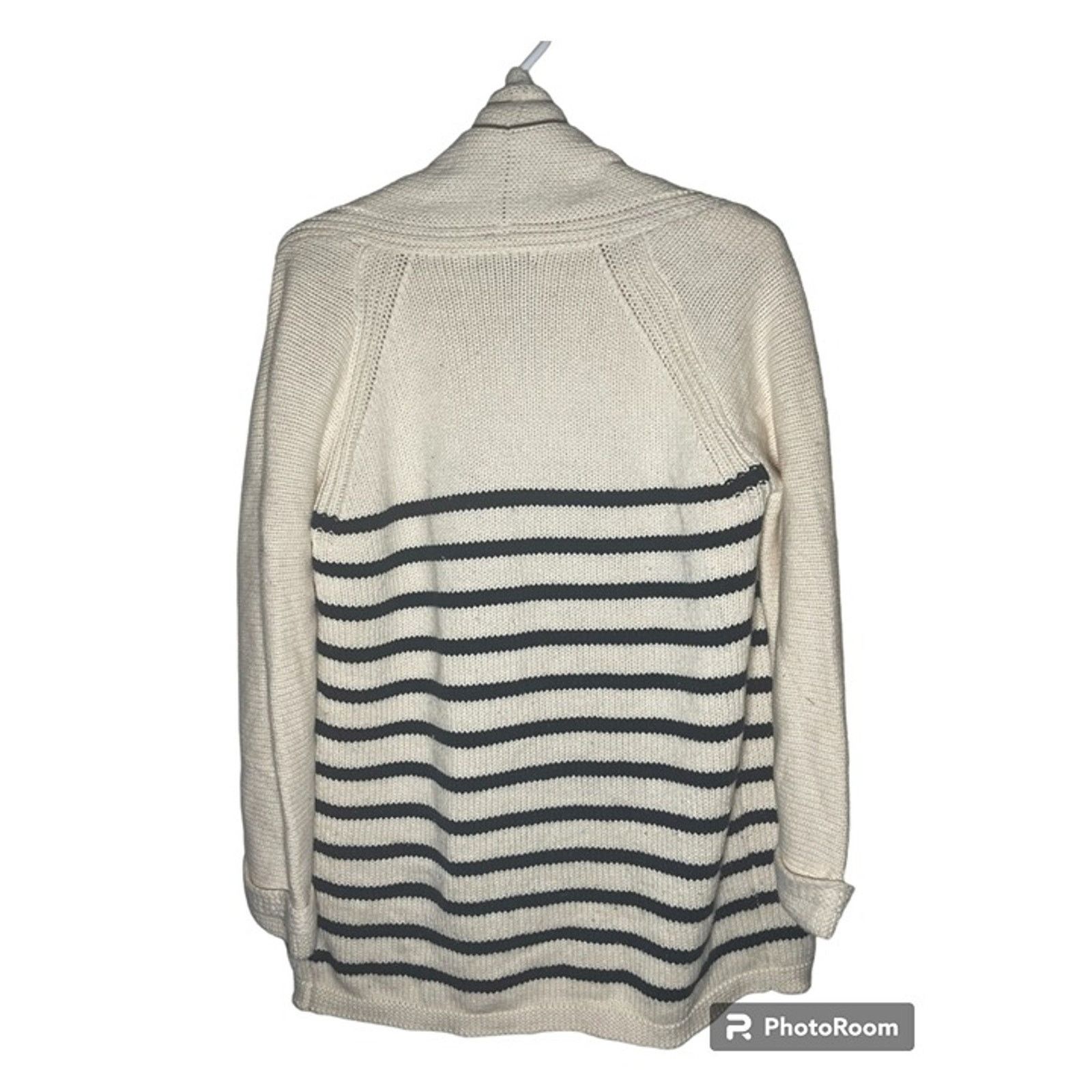 J.Crew J.Crew Striped Cardigan Cream Navy Women’s Size Medium USED Size M / US 6-8 / IT 42-44 - 2 Thumbnail