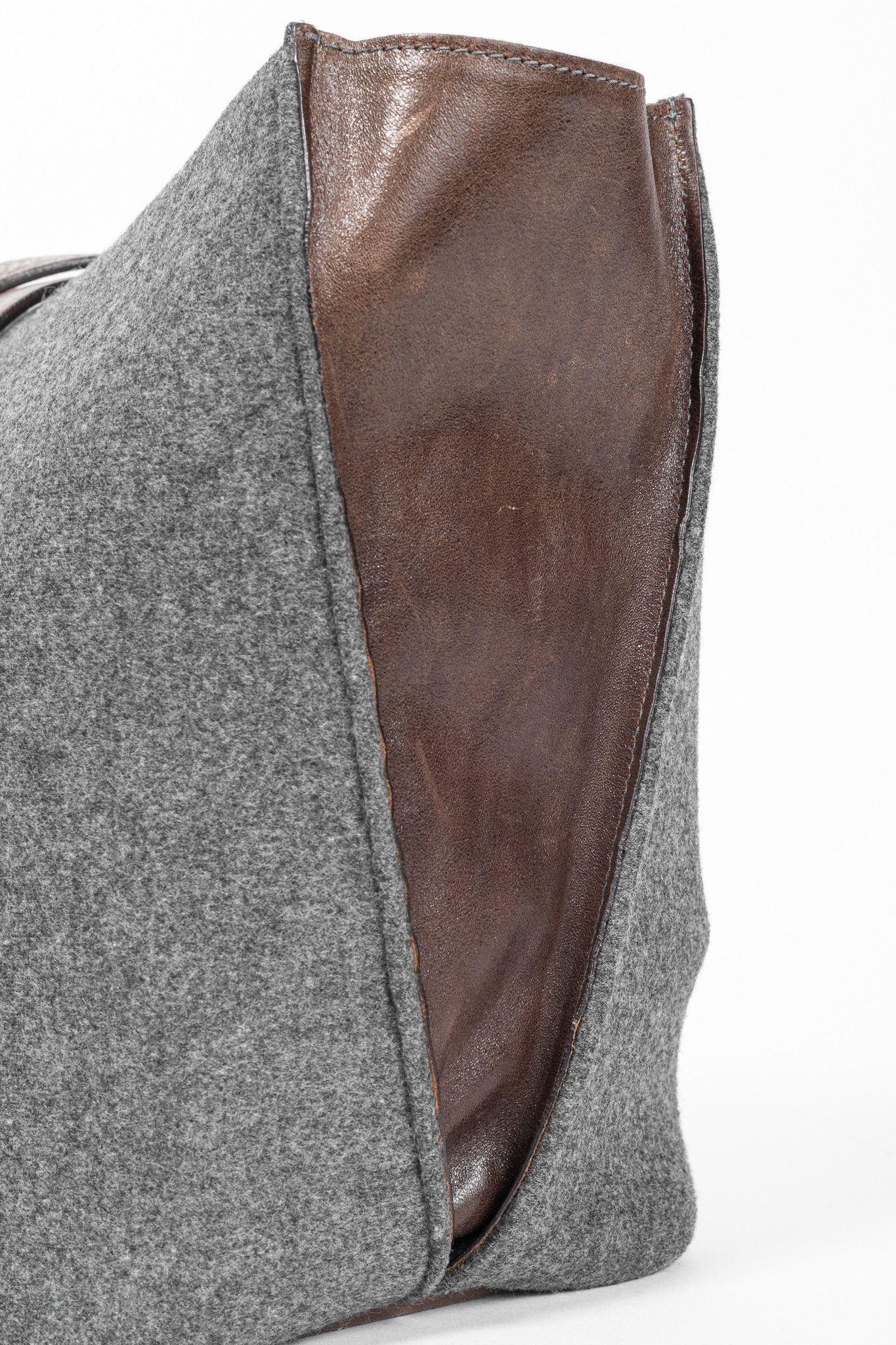 Brunello Cucinelli Brunello Cucinelli Grey Wool-Felt Leather-Trim Tote Size ONE SIZE - 7 Thumbnail