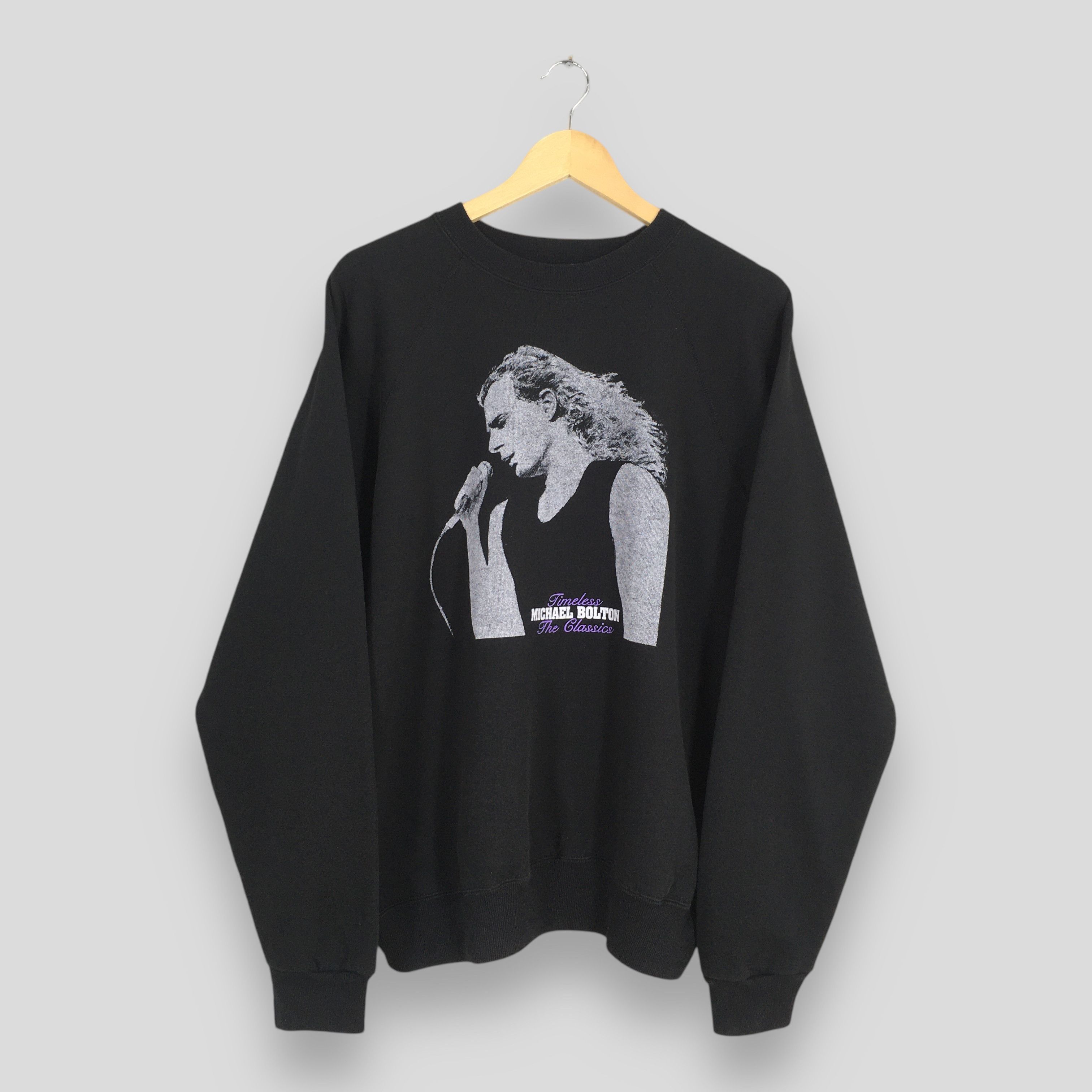 Band Tees Vintage 90s Michael Bolton Singer Black Sweatshirt XLarge Size US XL / EU 56 / 4 - 1 Thumbnail