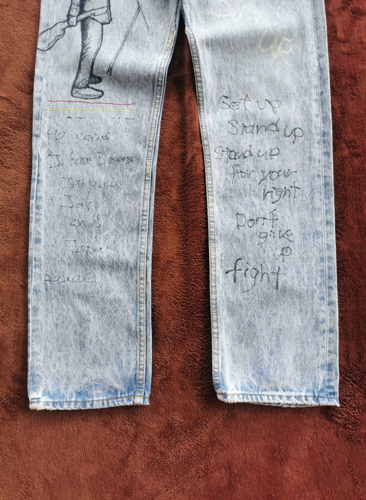 Levi's 90s Vintage Levis 501 Bob Marley Hitomi Handmade Denim Jeans Size US 28 / EU 44 - 3 Thumbnail