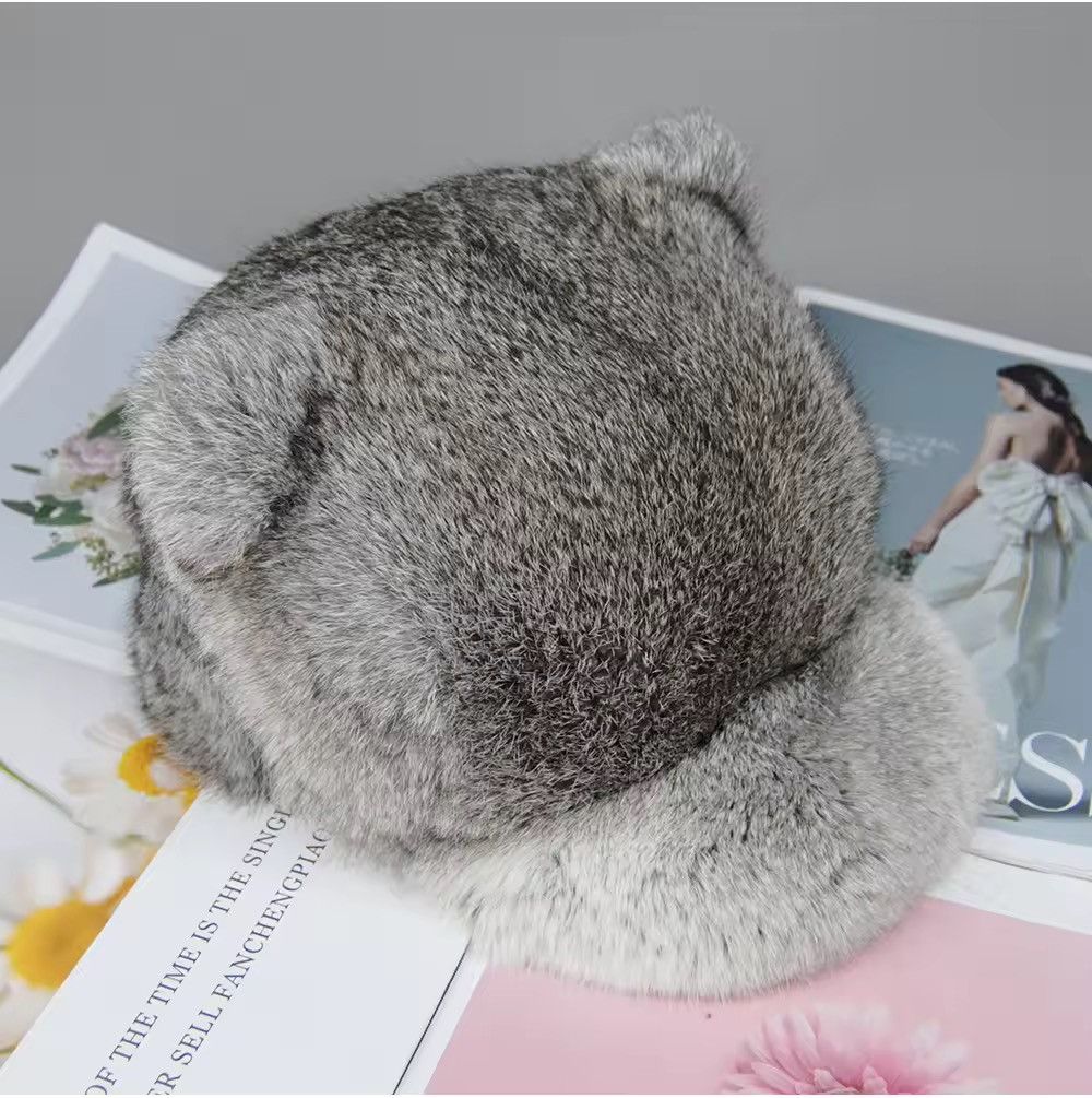 Japanese Brand Aesthetic Rabbit Fur Hat Unisex Size ONE SIZE - 4 Thumbnail