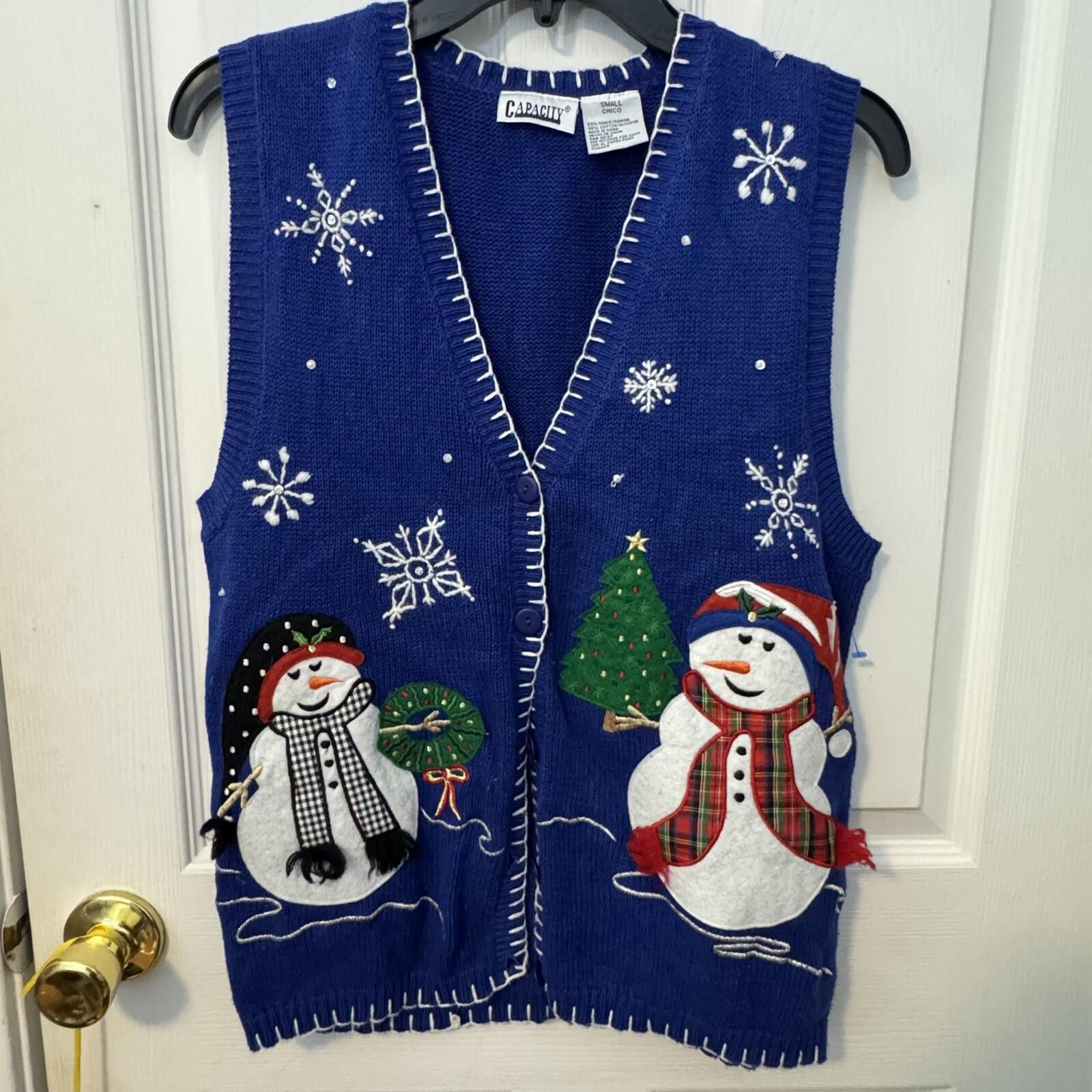 Other Vintage Blue Snowman Christmas Sweater Vest Small Size US S / EU 44-46 / 1 - 1 Thumbnail