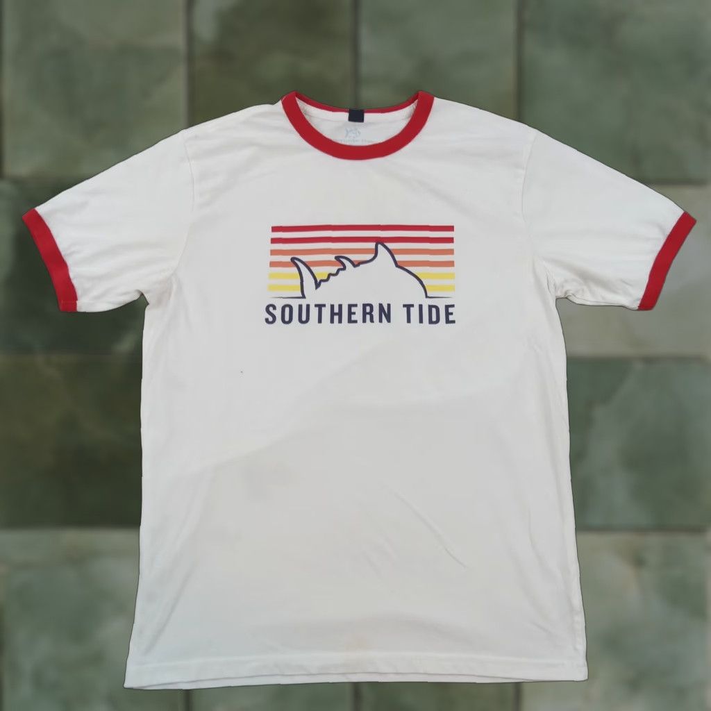 Southern Tide Southern Tide T-shirt Men Medium White Red Crew Neck Fish Casual Tee Size US M / EU 48-50 / 2 - 1 Thumbnail