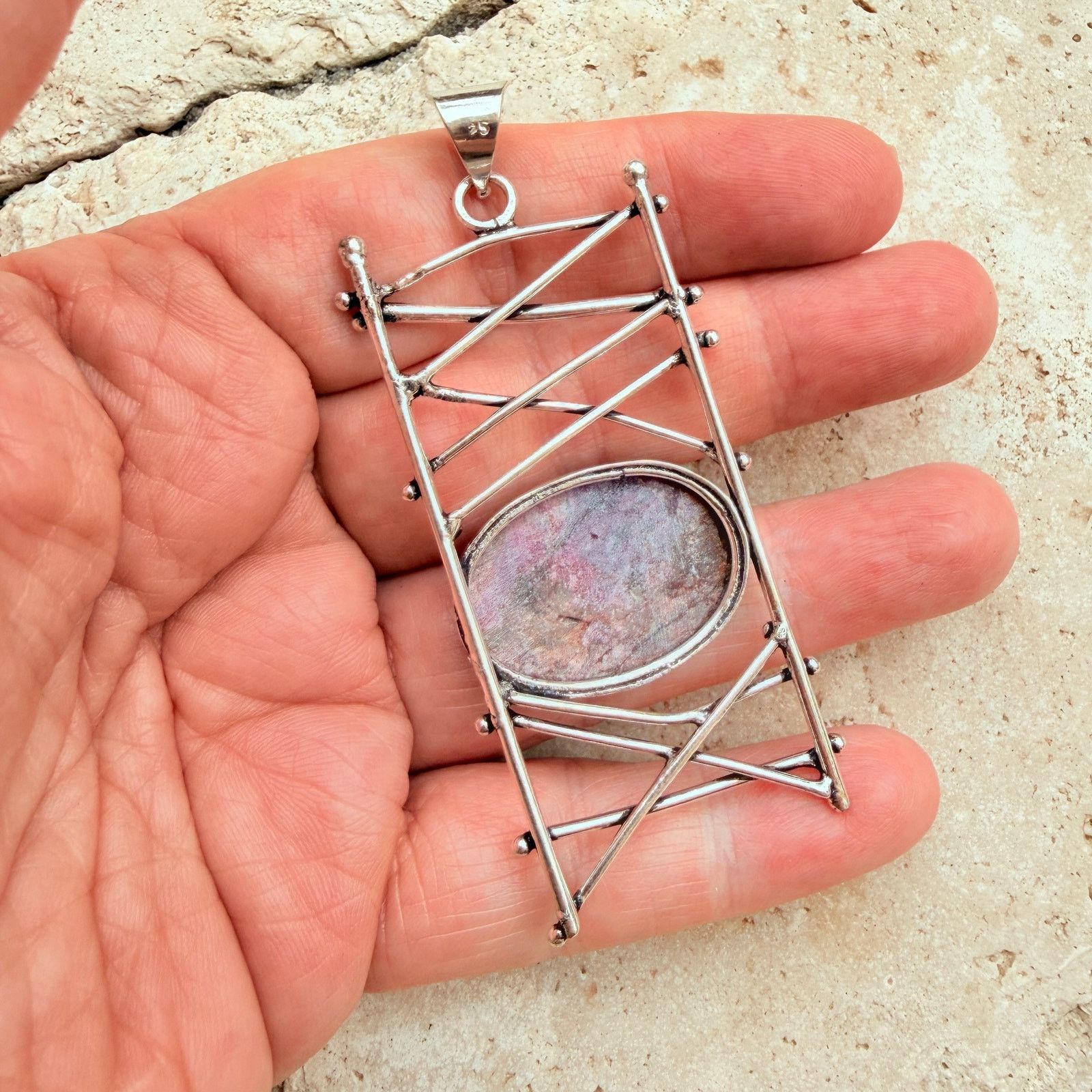 The Unbranded Brand Cobalt Calcite Abstract Pendant 925 Silver Overlay Size ONE SIZE - 4 Thumbnail
