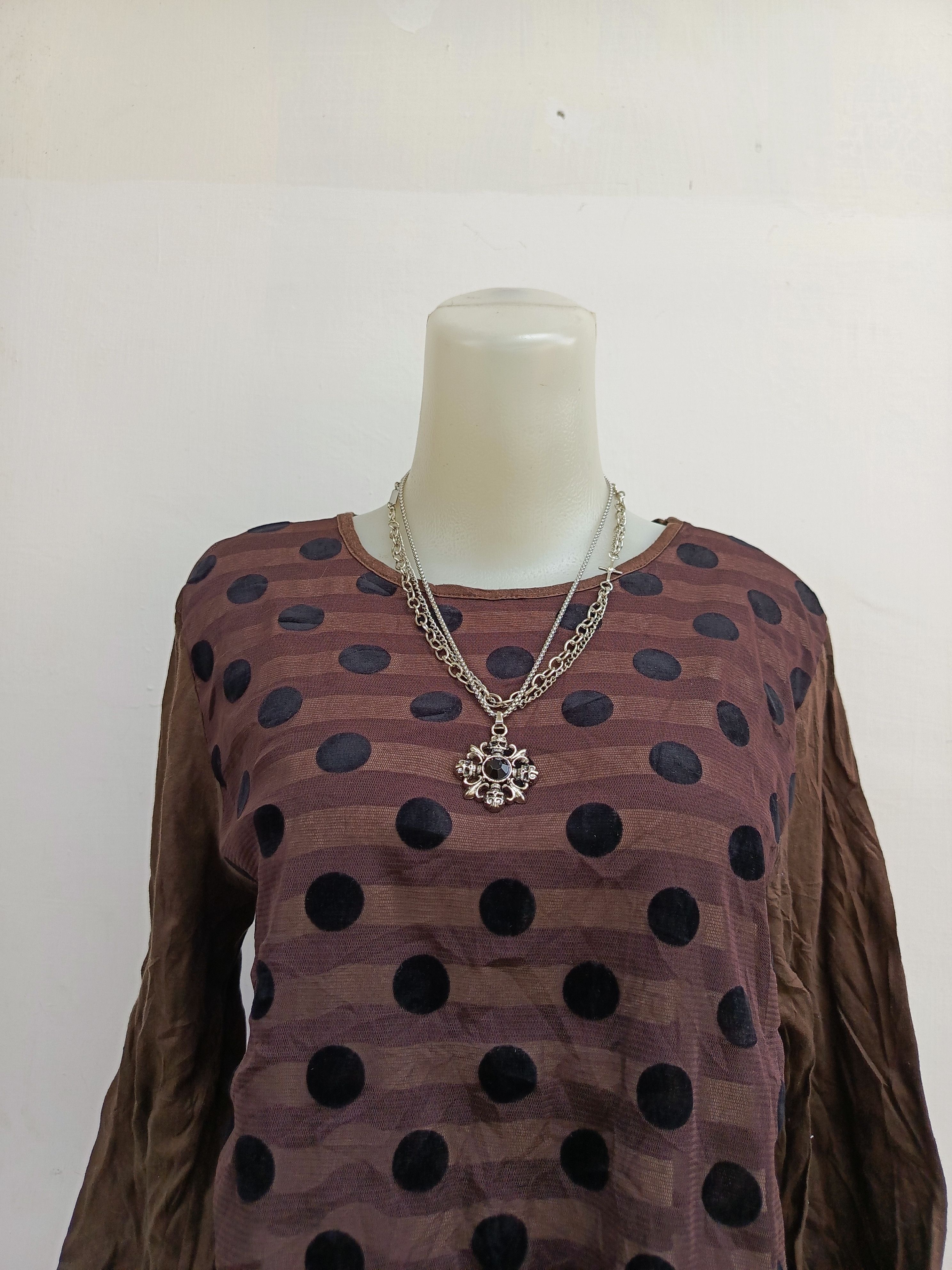 Kansai Yamamoto Kansai Bis Yamamoto Designer Polka Dot 3/4 Sleeve Shirt Size M / US 6-8 / IT 42-44 - 2 Thumbnail