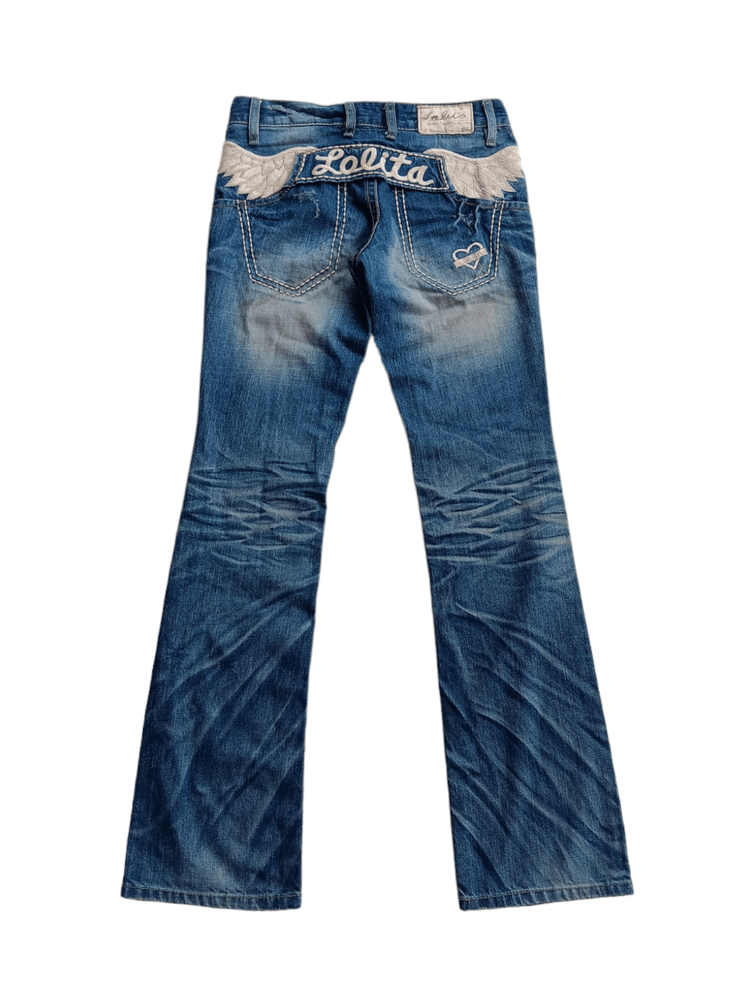 Japanese Brand YOSHITOMO NARA LOLITA WINGS EMBROIDERED BOOTCUT LOW RISE Size US 29 - 1 Thumbnail
