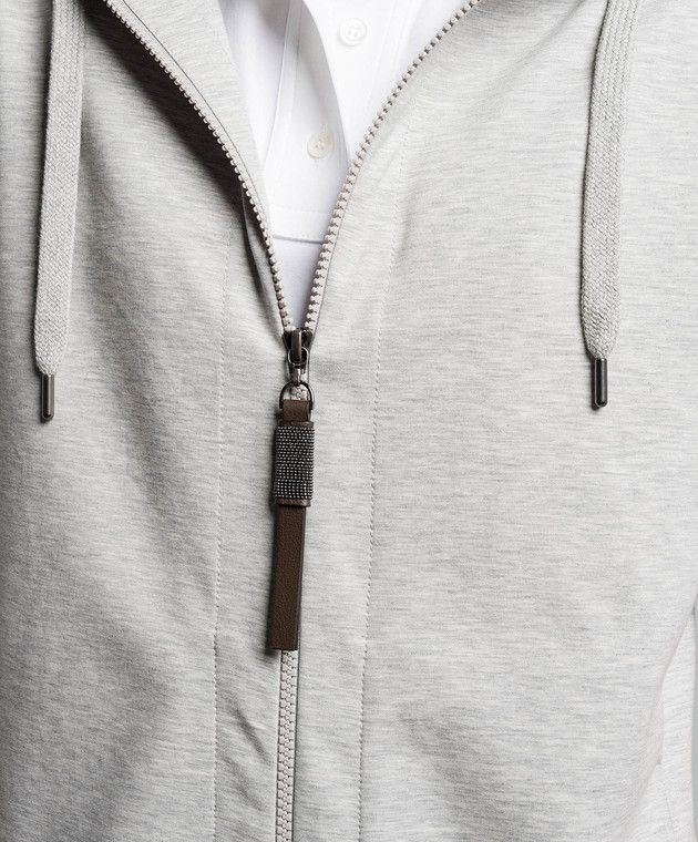 Brunello Cucinelli o1y0825 Hooded Sweatshirt in Light Gray Size M / US 6-8 / IT 42-44 - 2 Thumbnail