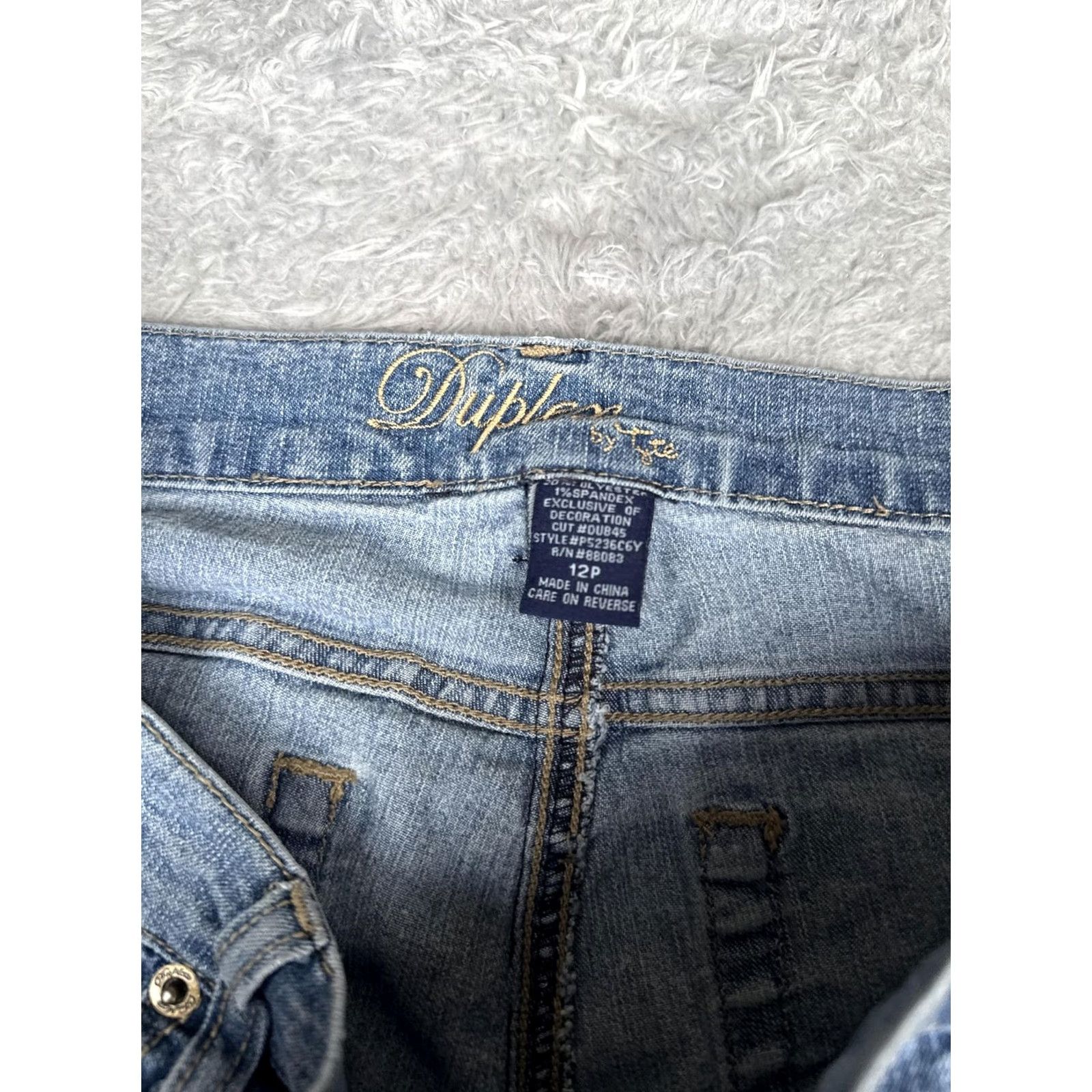 Vintage Duplex Jeans Bootcut Womens 12P Blue Light Wash High Rise Stretch 32x28 Denim Size 34" / US 12 / IT 48 - 6 Thumbnail