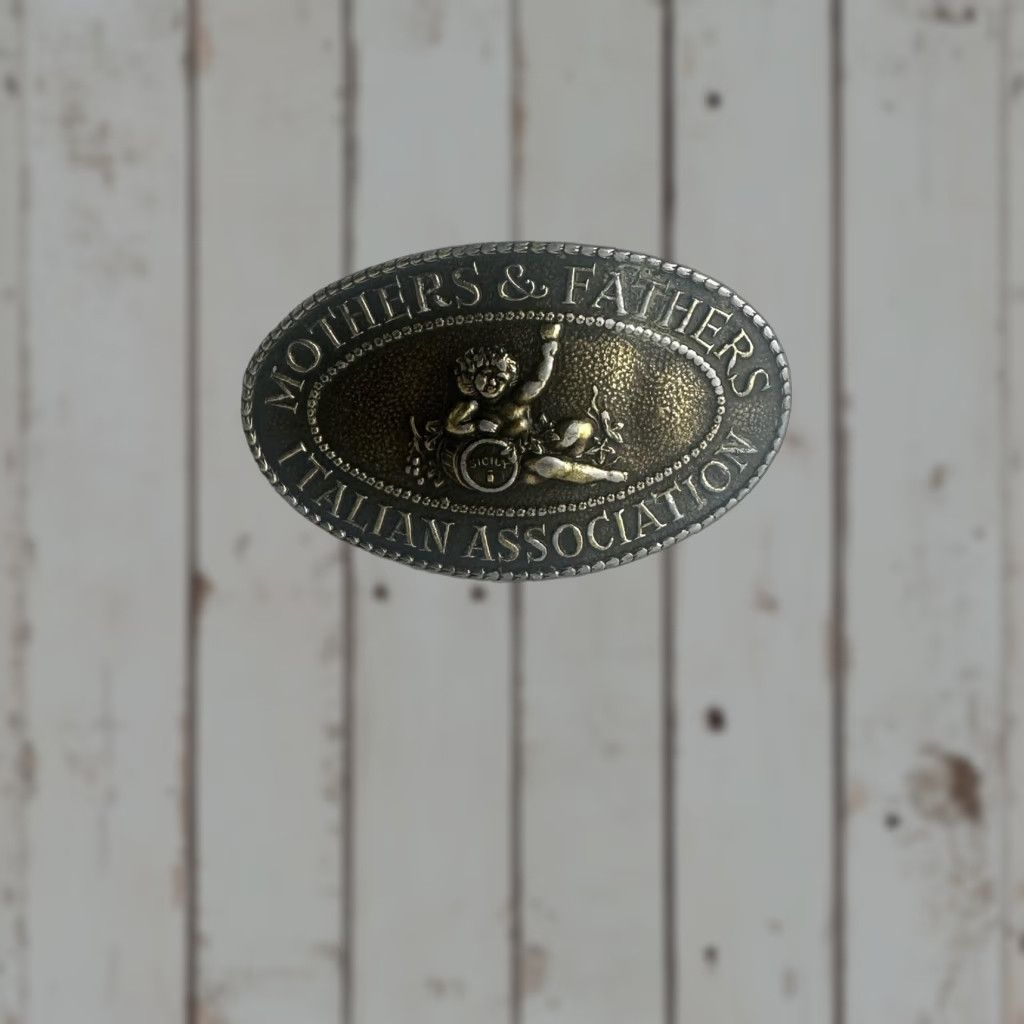 Vintage VINTAGE Mothers & Fathers Italian Association Belt Buckle Oval Novelty Two Tone Sicily Mens Belt Buckle Size ONE SIZE - 1 Thumbnail