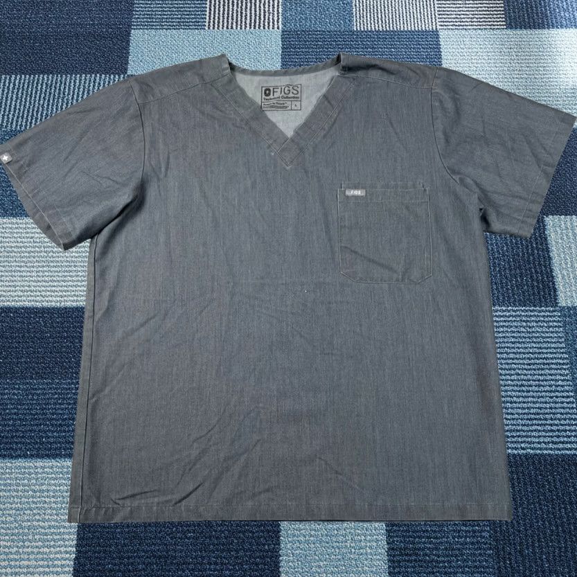 Vintage FIGS Scrubs Top Mens L Gray Leon Pocket V Neck Technical Collection Nurse Size US L / EU 52-54 / 3 - 1 Thumbnail