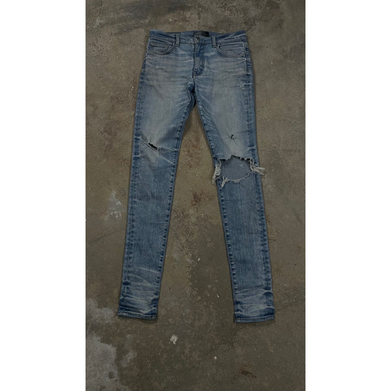 Amiri Plain Thrasher Light Wash Ripped Used 29