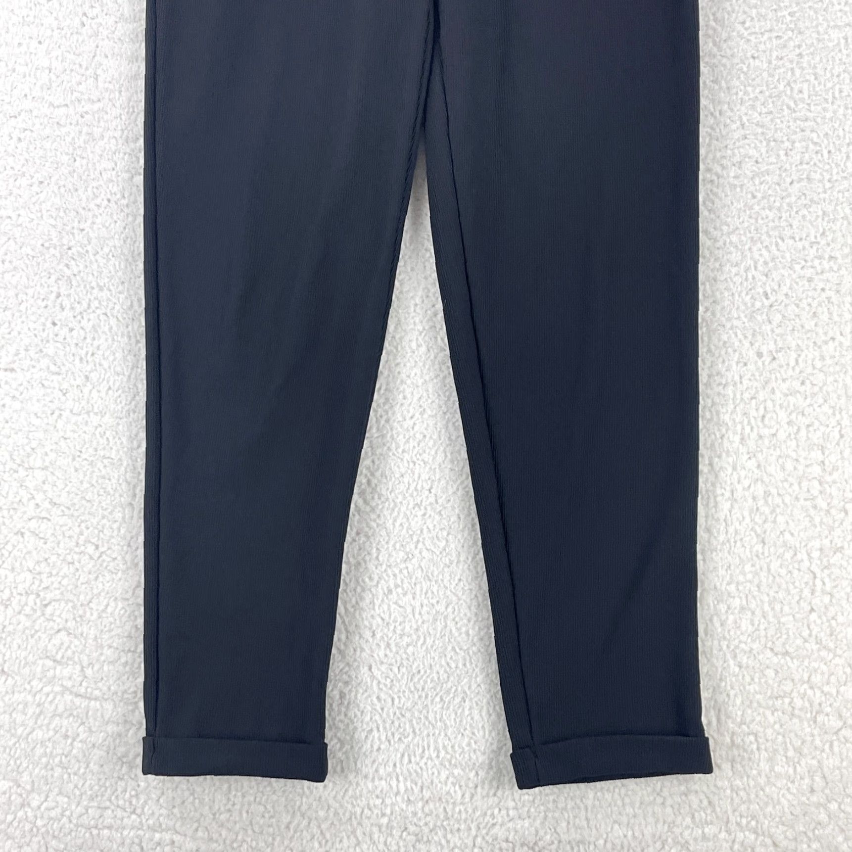 Ann Taylor VINTAGE Ann Taylor Pants Womens Size 14 Black Ribbed Roll Cuff Tapered Stretch Outfit Pants Size 36" / US 14 / IT 50 - 3 Thumbnail