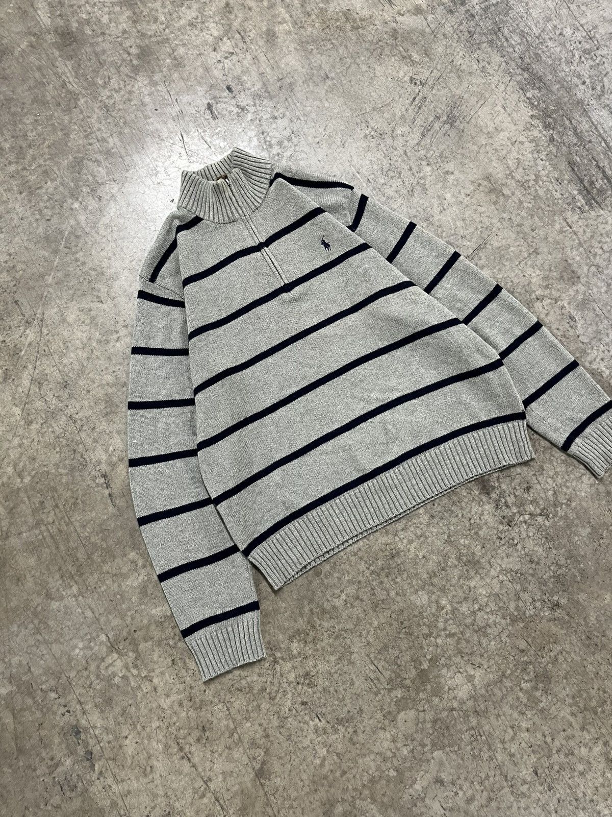 Polo Ralph Lauren × Vintage Polo Ralph Lauren vintage stripped 1/4 zip sweater knit Size US M / EU 48-50 / 2 - 6 Thumbnail