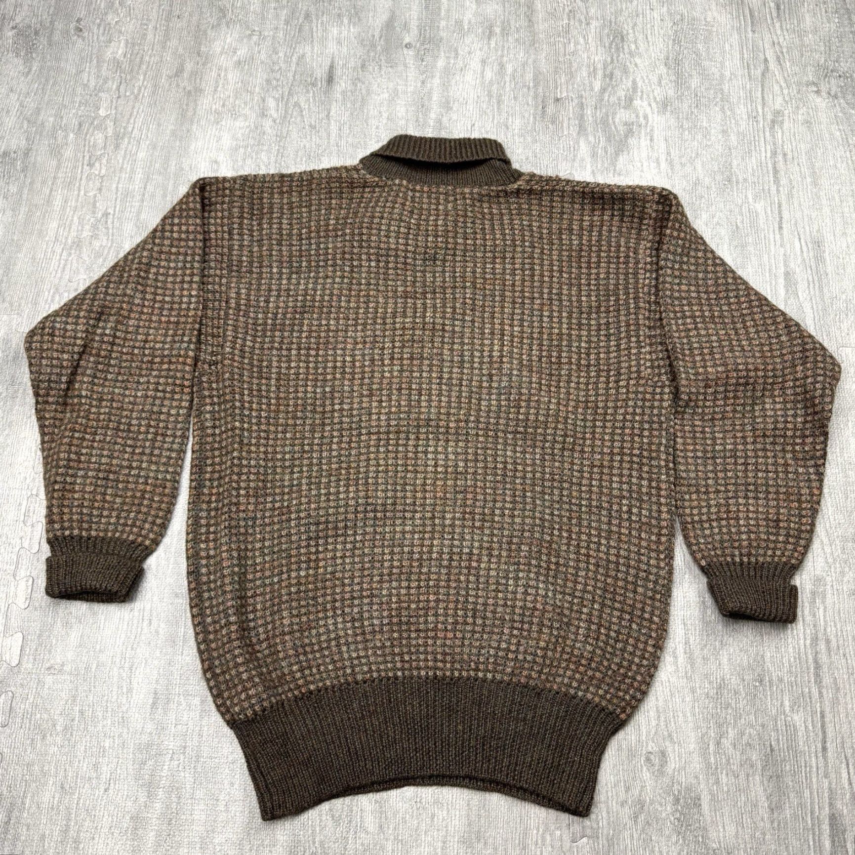 Vintage VTG Boston Traders Mens Waffle Knit Heathered Shawl Collar Sweater 100% Wool L Size US L / EU 52-54 / 3 - 7 Thumbnail
