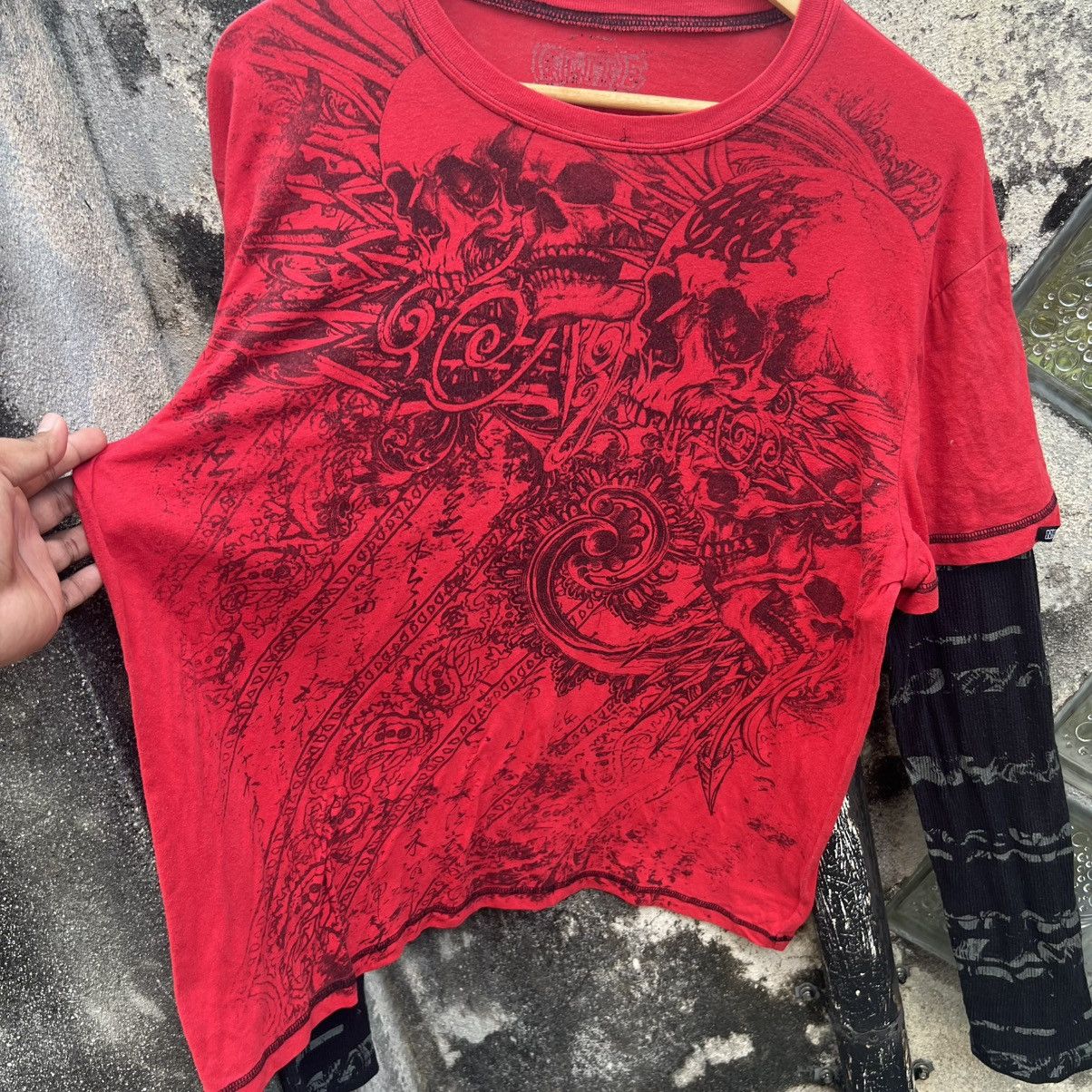 Affliction "Y2k style" MMA ELITE SKULL AFFLICTION DOUBLE SLEEVE TEE Size US XL / EU 56 / 4 - 5 Thumbnail
