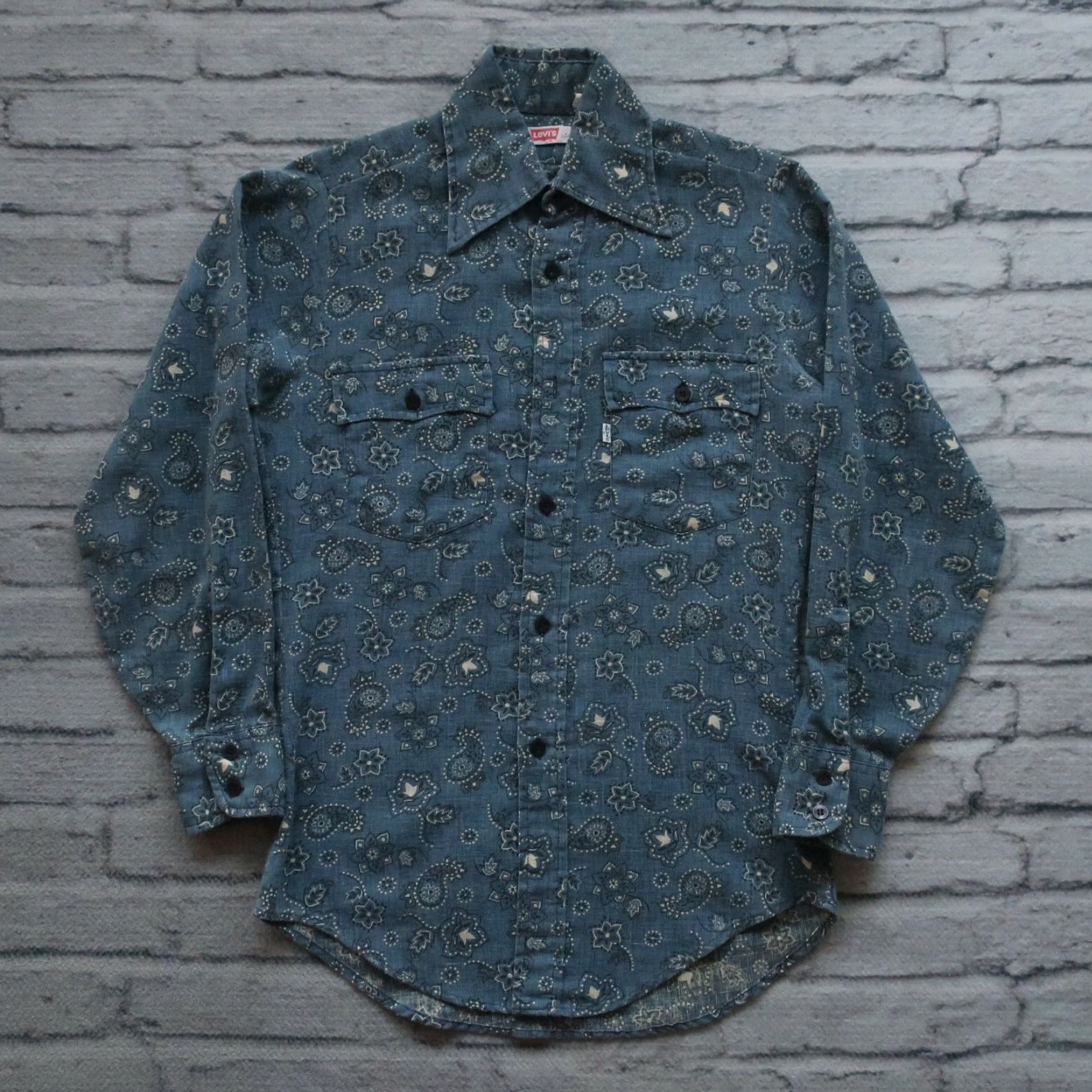 Levi's VINTAGE Levi's Paisley Western Shirt Mens Small Blue SXS? Size US S / EU 44-46 / 1 - 2 Thumbnail