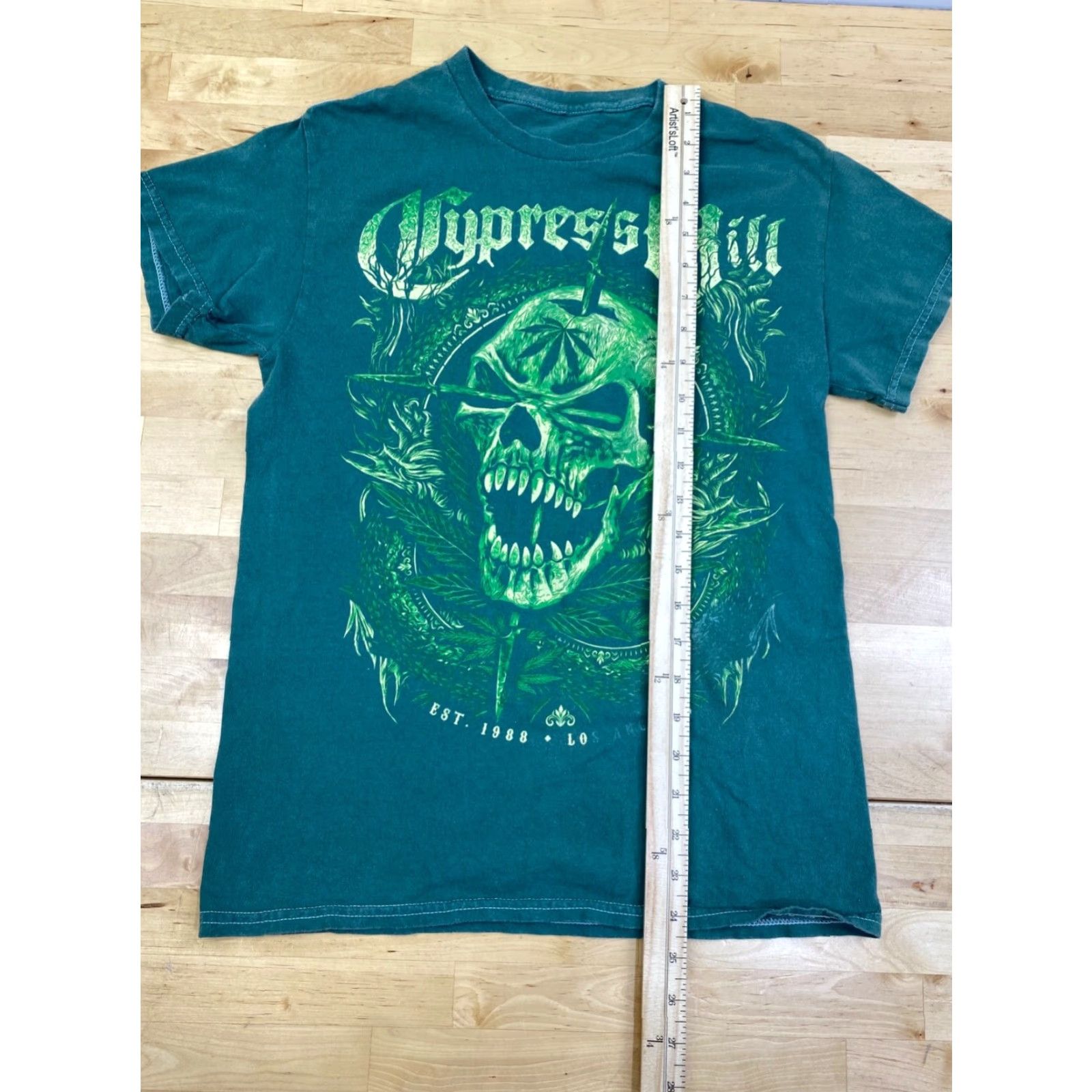Vintage Cypress Hills T Shirt Mens S Green Hip Hop 90s Skull Rap Size US S / EU 44-46 / 1 - 4 Thumbnail