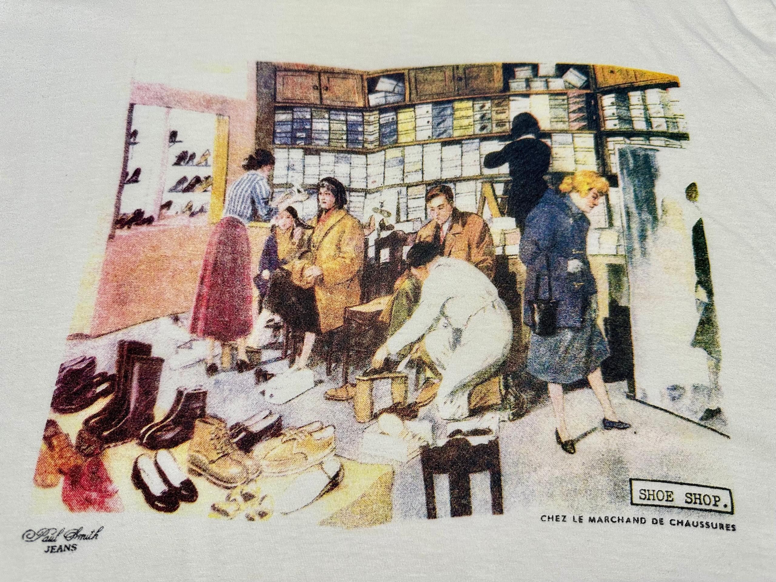 Designer × Paul Smith × Vintage Paul Smith SHOE SHOP. Chez Le Marchand De Chaussures T-Shirt Size US L / EU 52-54 / 3 - 2 Thumbnail