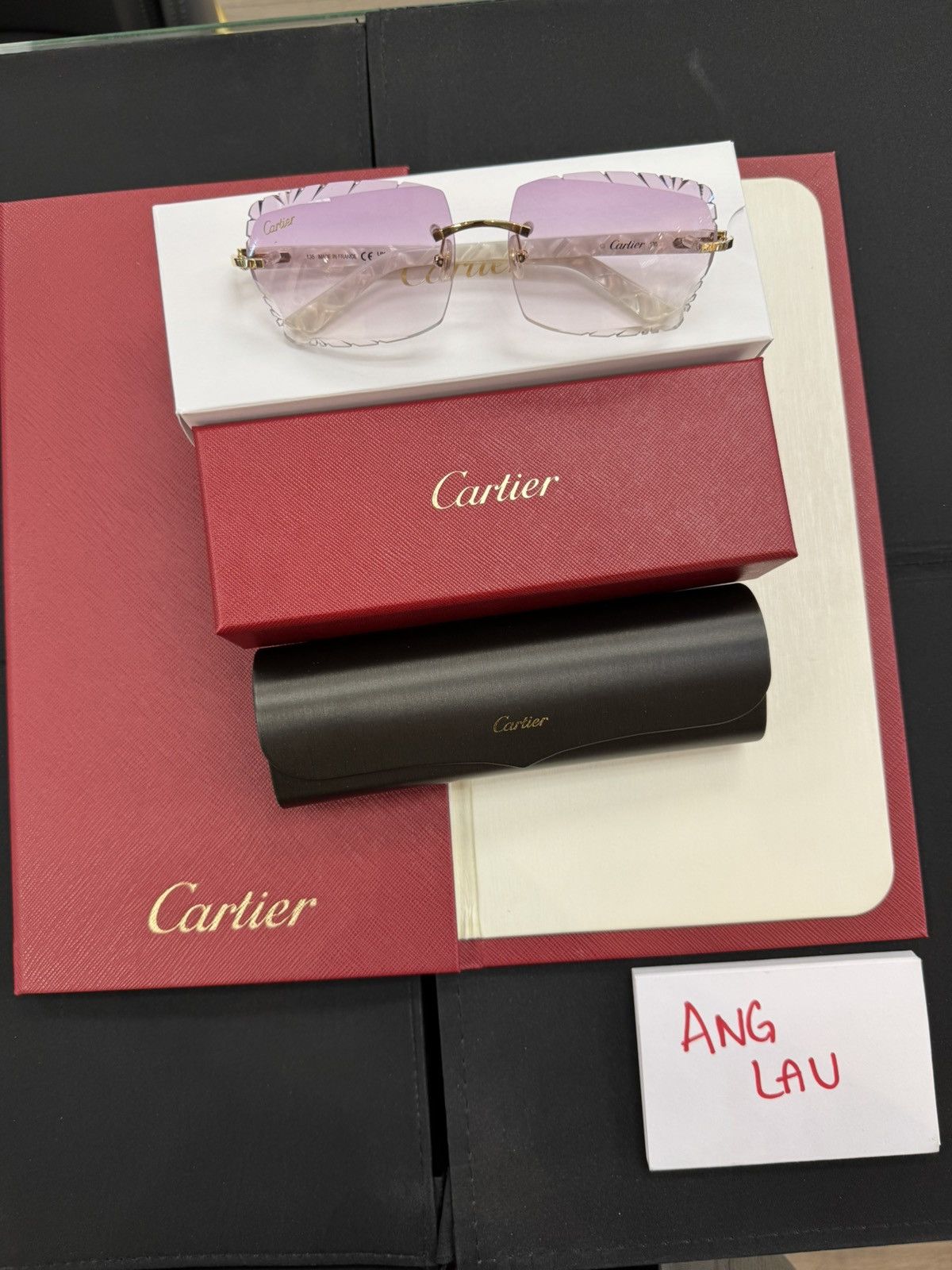 Cartier Cartier White Composite with Custom Diamond Cut Lenses Size ONE SIZE - 1 Thumbnail