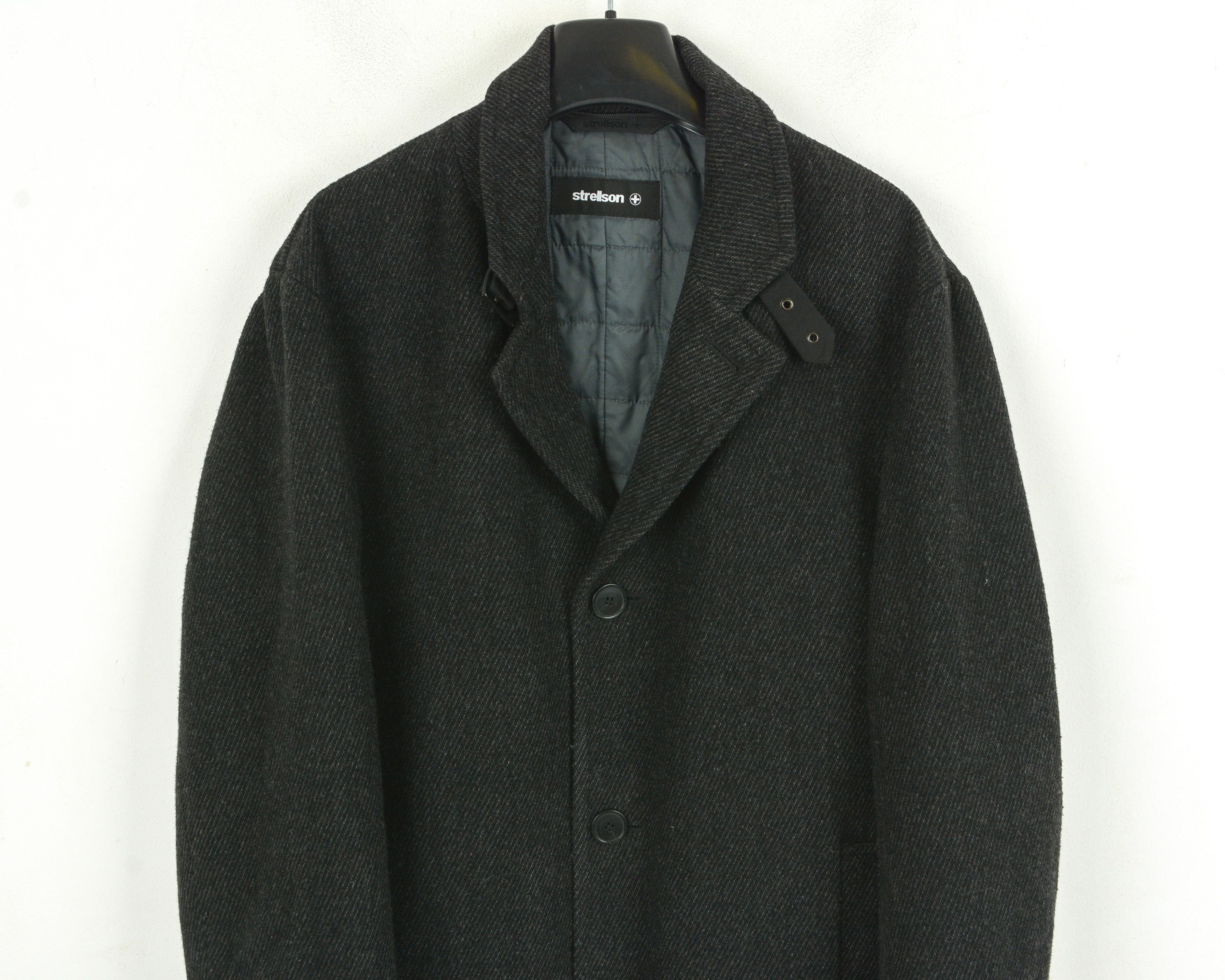 Strellson Man's M Dark Grey Jacket Wool 40 Pea Button Coat M Tweed Size US M / EU 48-50 / 2 - 2 Thumbnail