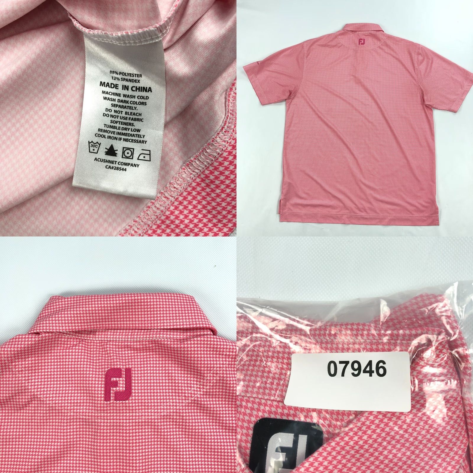 Footjoy FootJoy Polo Shirt Men L Pink Houndstooth Shadow Ridge Golf Performance FJ Size US L / EU 52-54 / 3 - 8 Thumbnail
