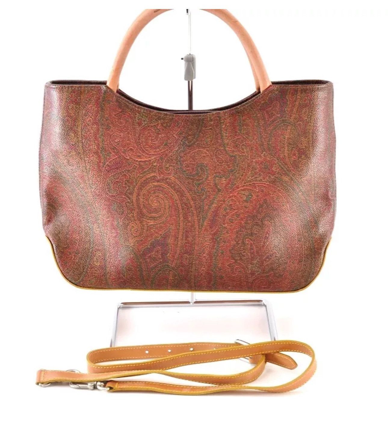 Etro ETRO Paisley Hand Bag 2way PVC Leather Wine Red Brown Size ONE SIZE - 1 Thumbnail