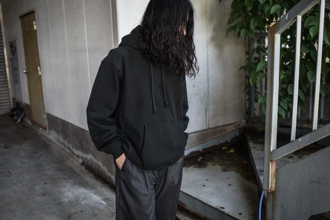 image of Auralee Super Milled Sweat P/o Parka Blk in Black, Men's (Size Medium)