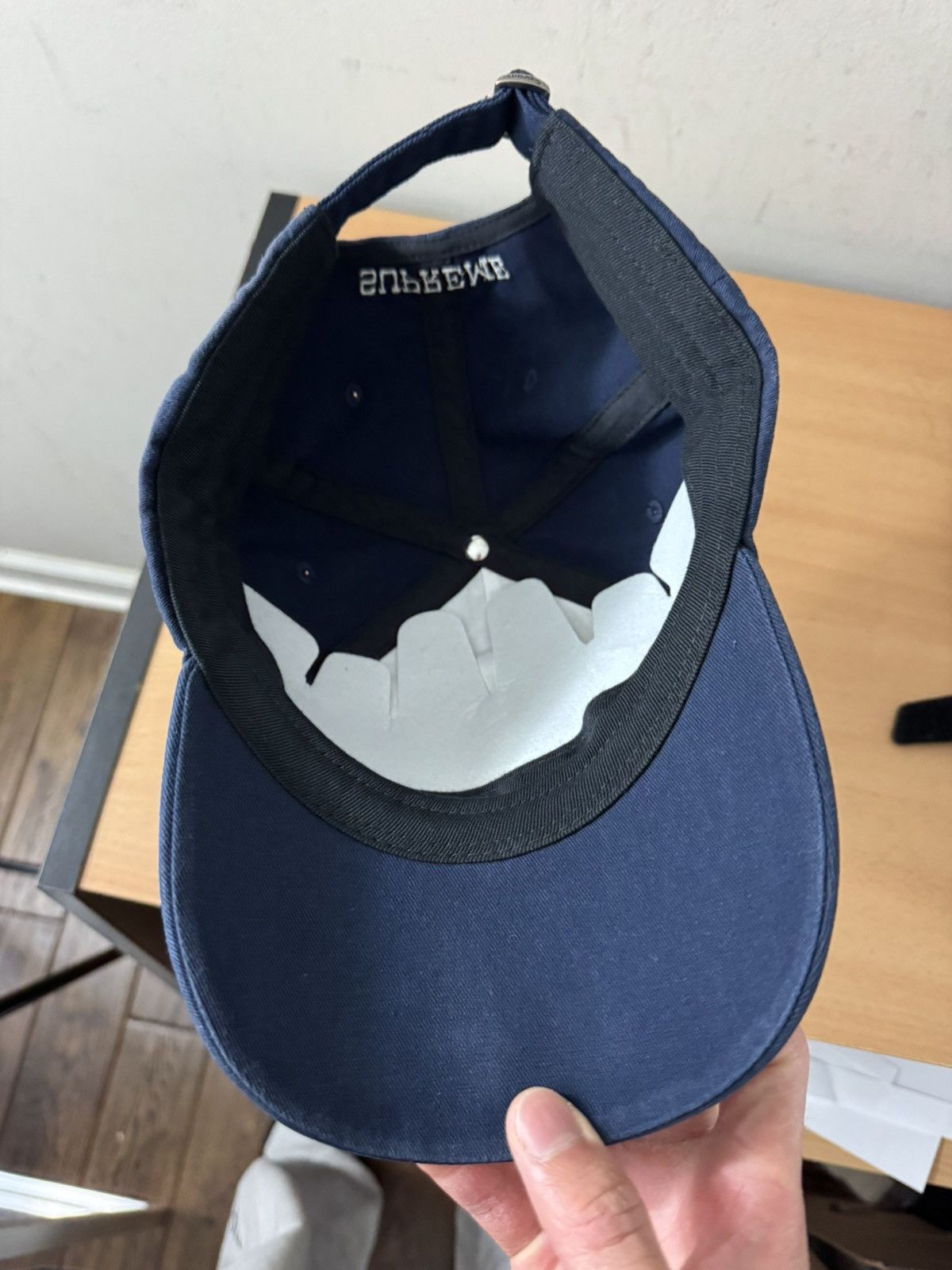 Supreme Leather Applique 6-Panel Hat Navy