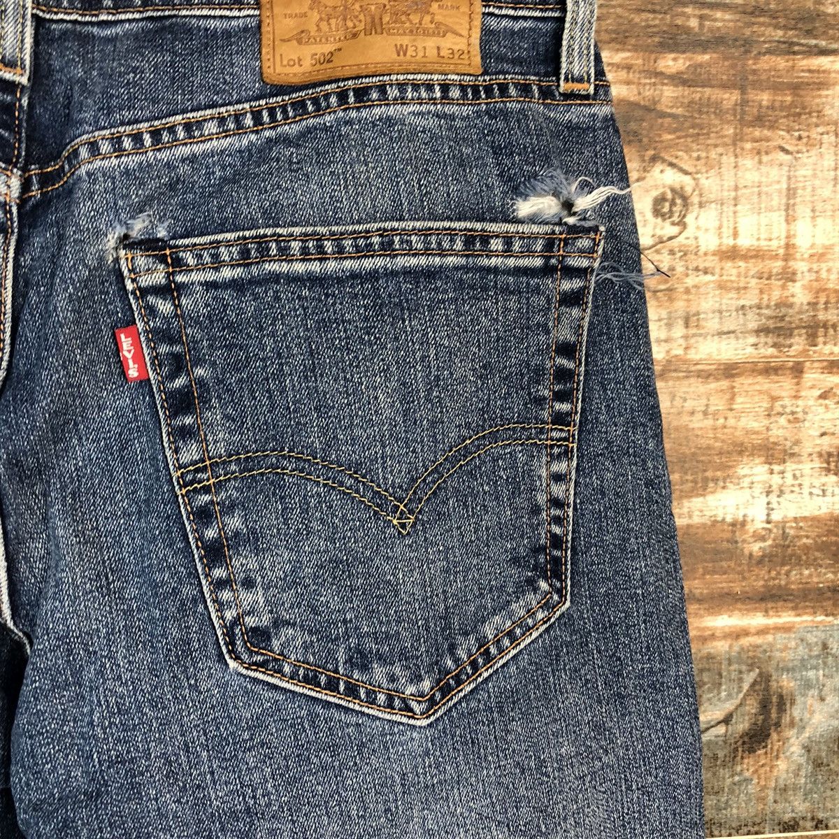 Levi's DLL Levis 502 big E faded Blue Denim Pants #C248 Size US 31 - 21 Thumbnail