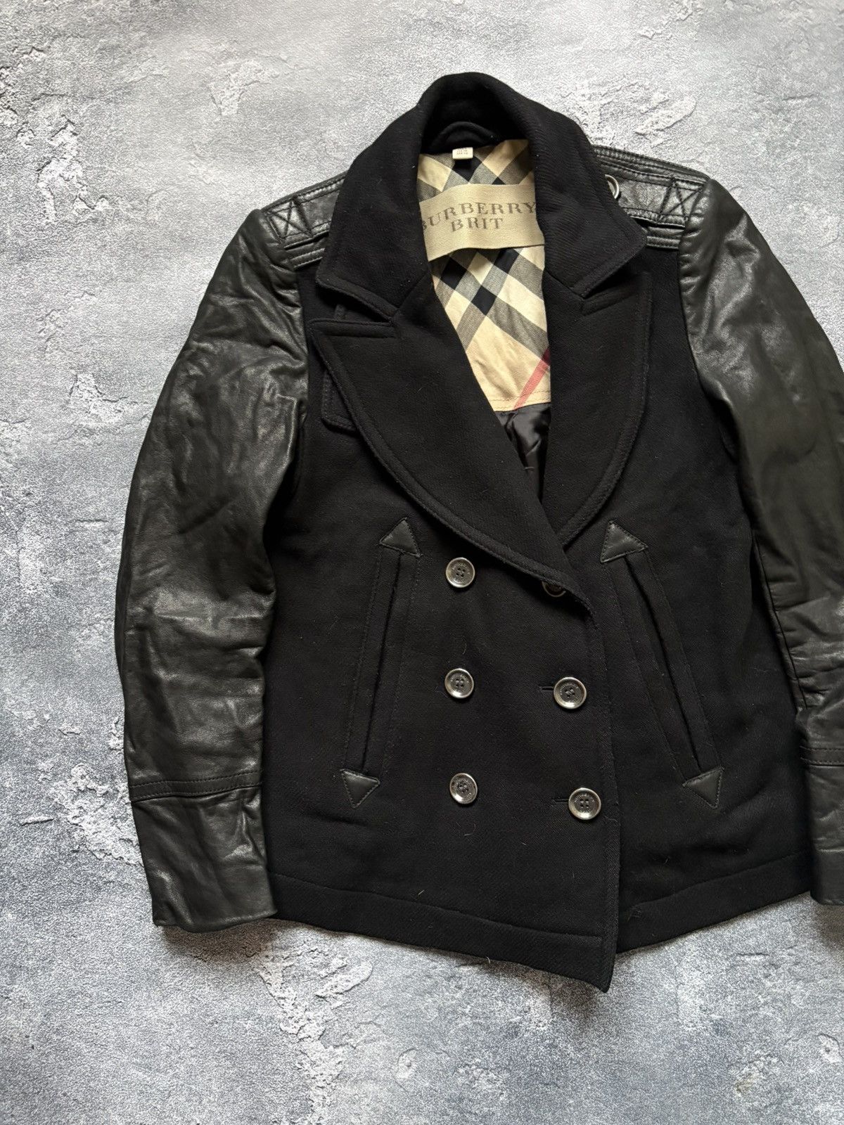 Burberry Vintage Burberry Nova Check Luxury Wool Leather Jacket Size XS / US 0-2 / IT 36-38 - 3 Thumbnail