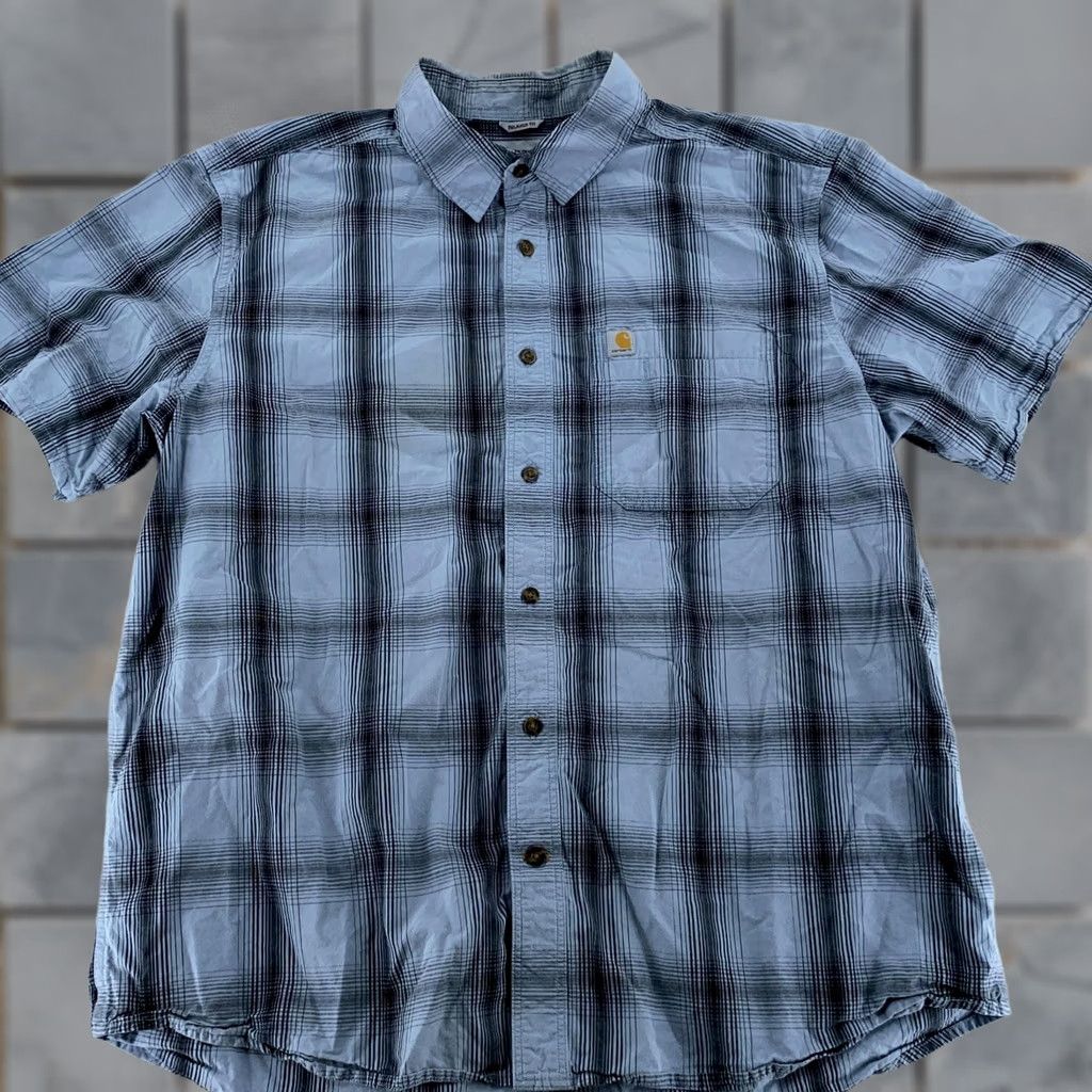 Carhartt Carhartt Shirt Mens XL Plaid Button-Up Relaxed Fit Short Sleeve Workwear Blue Button-Up Collar Mens XL Plaid Shirt Size US XL / EU 56 / 4 - 1 Thumbnail