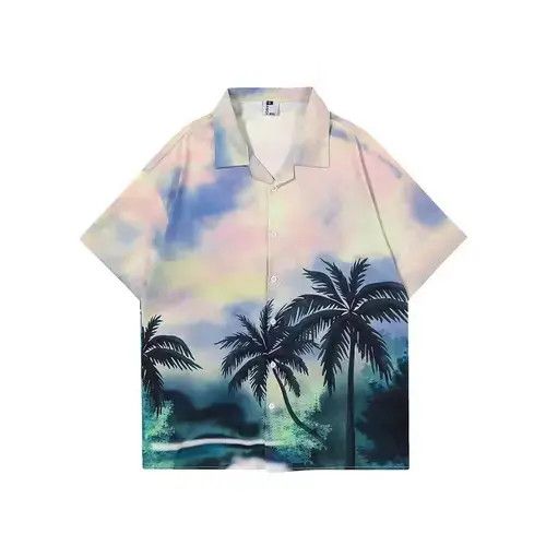 Other Palm Trees Print Graphic Short Sleeve Button Up Shirt Size US XL / EU 56 / 4 - 3 Thumbnail