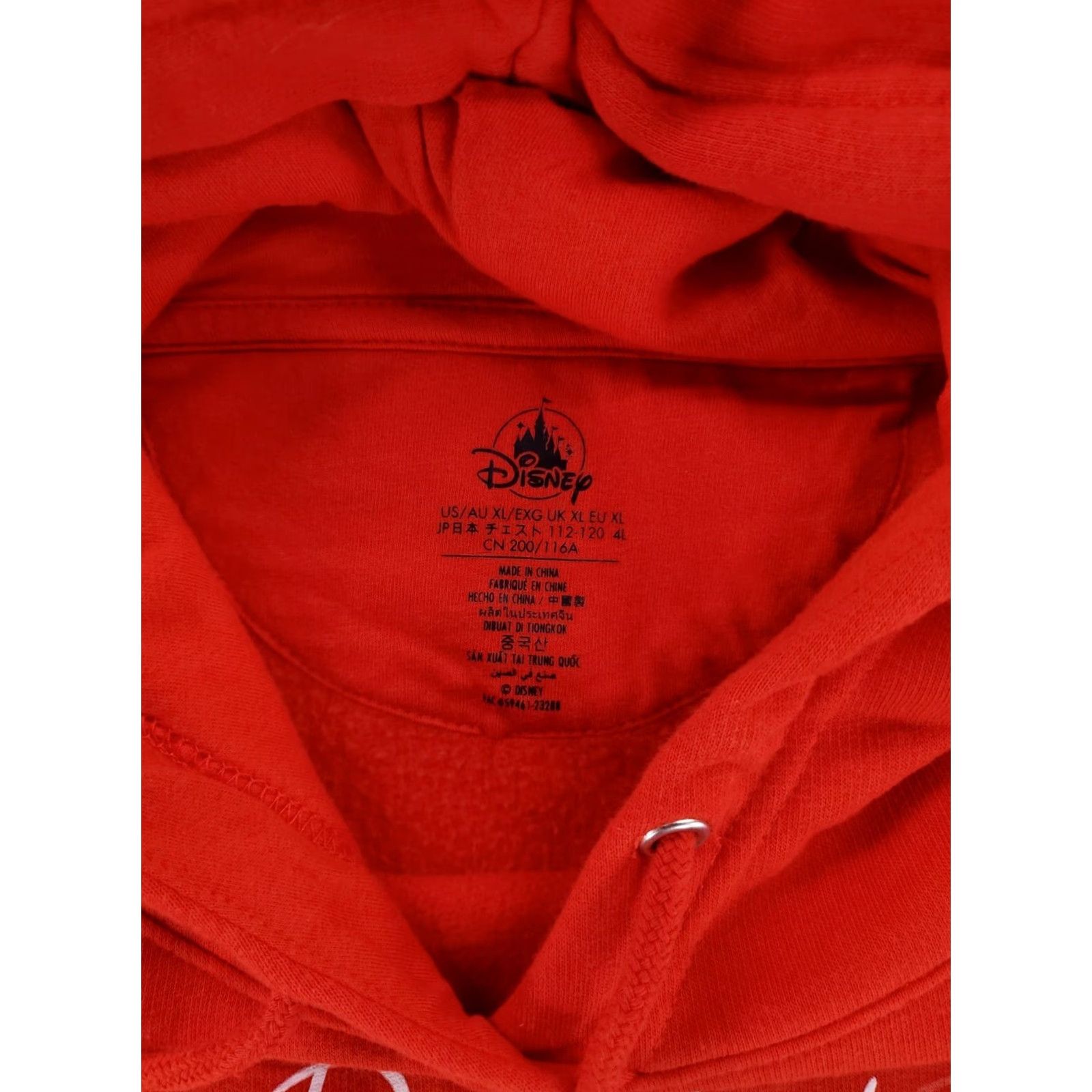 Disney VINTAGE Disneyland Paris Hoodie Sweatshirt Mickey Mouse Eiffel Tower Red XL Mens Size US XL / EU 56 / 4 - 3 Thumbnail