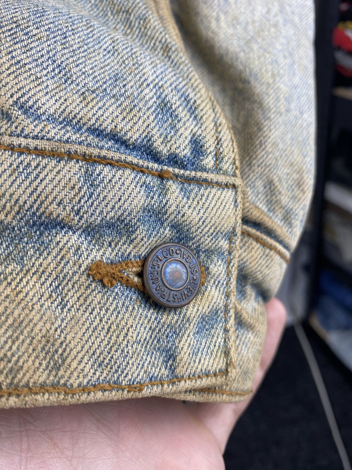 Levi's × Vintage 80s🔥Levis 598 Usa Blue Dirty Vntg Insulated Denim Jacket Size US L / EU 52-54 / 3 - 4 Thumbnail