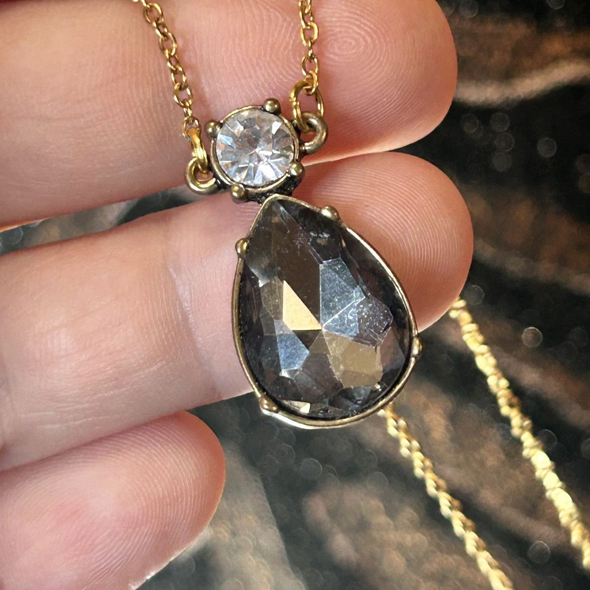 Handmade Handcrafted vintage faceted smoky glass pendant necklace Size ONE SIZE - 5 Thumbnail