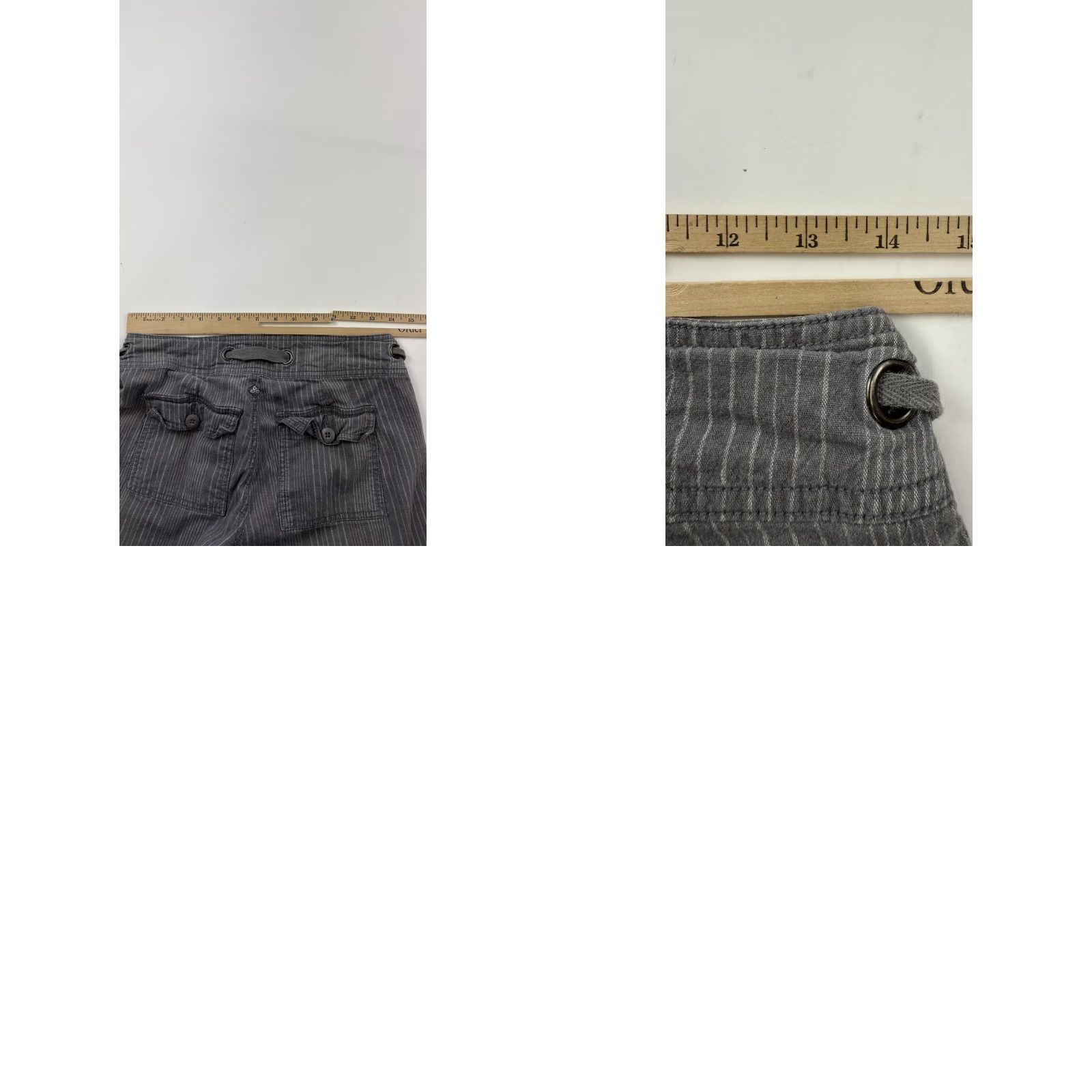 Prana prAna Pants Womens 0 Gray White Striped Drawstring Jogger Casual Cuffed Cotton Size 25" / US 0 / IT 36 - 8 Thumbnail