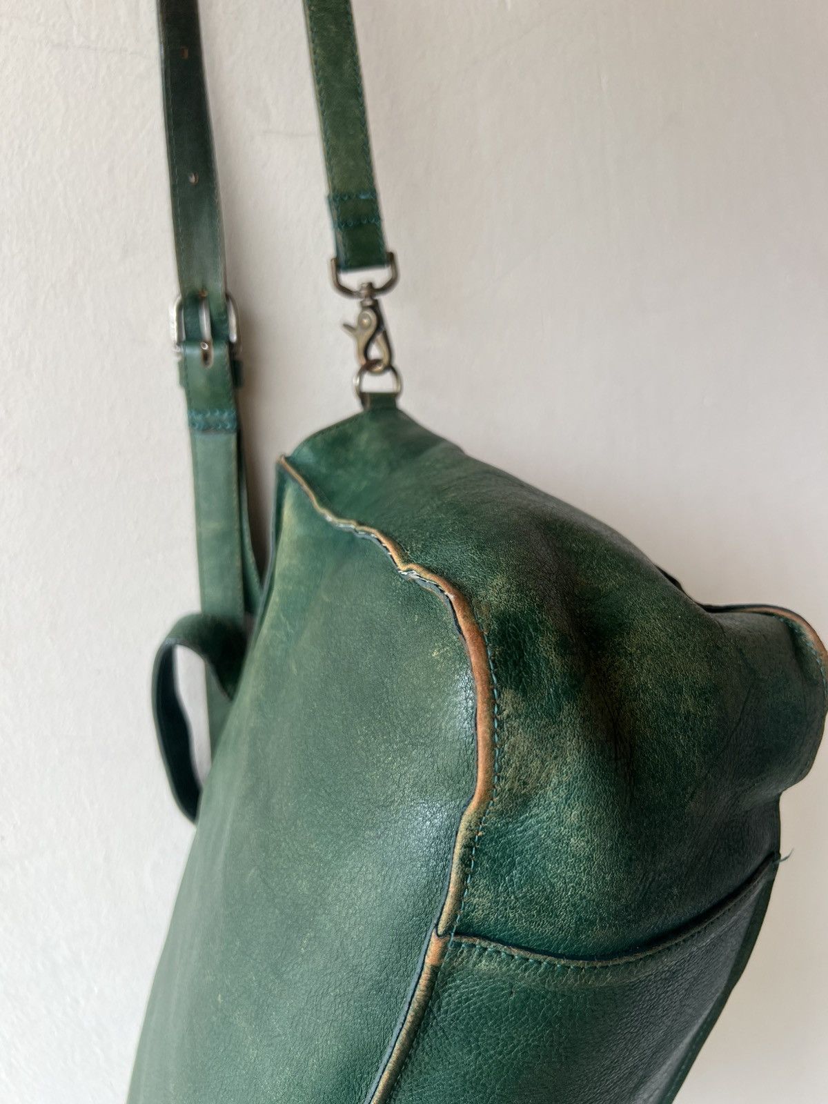 Leather Vintage B. Stuff Japan Faded Patina All Leather 2 Way Bag Size ONE SIZE - 22 Thumbnail