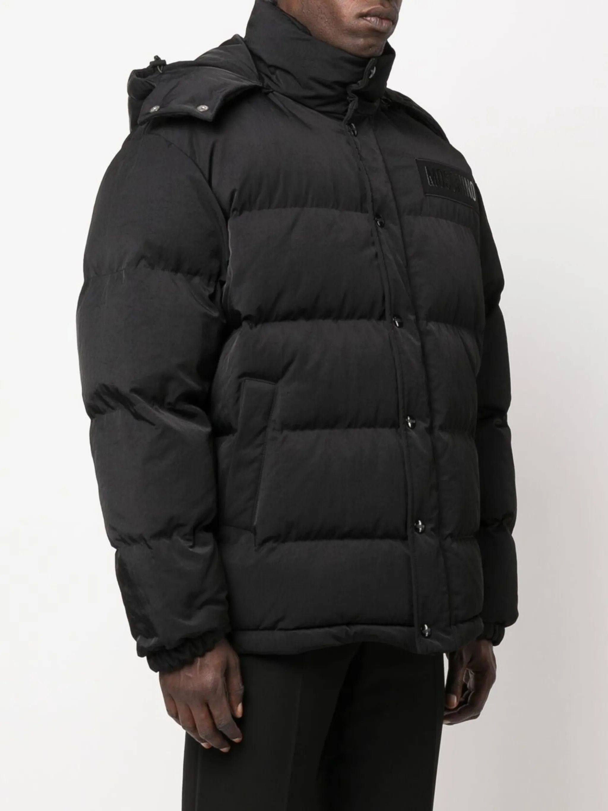 Moschino o1y0225 Logo Shell Hooded Jacket in Black Size US M / EU 48-50 / 2 - 2 Thumbnail