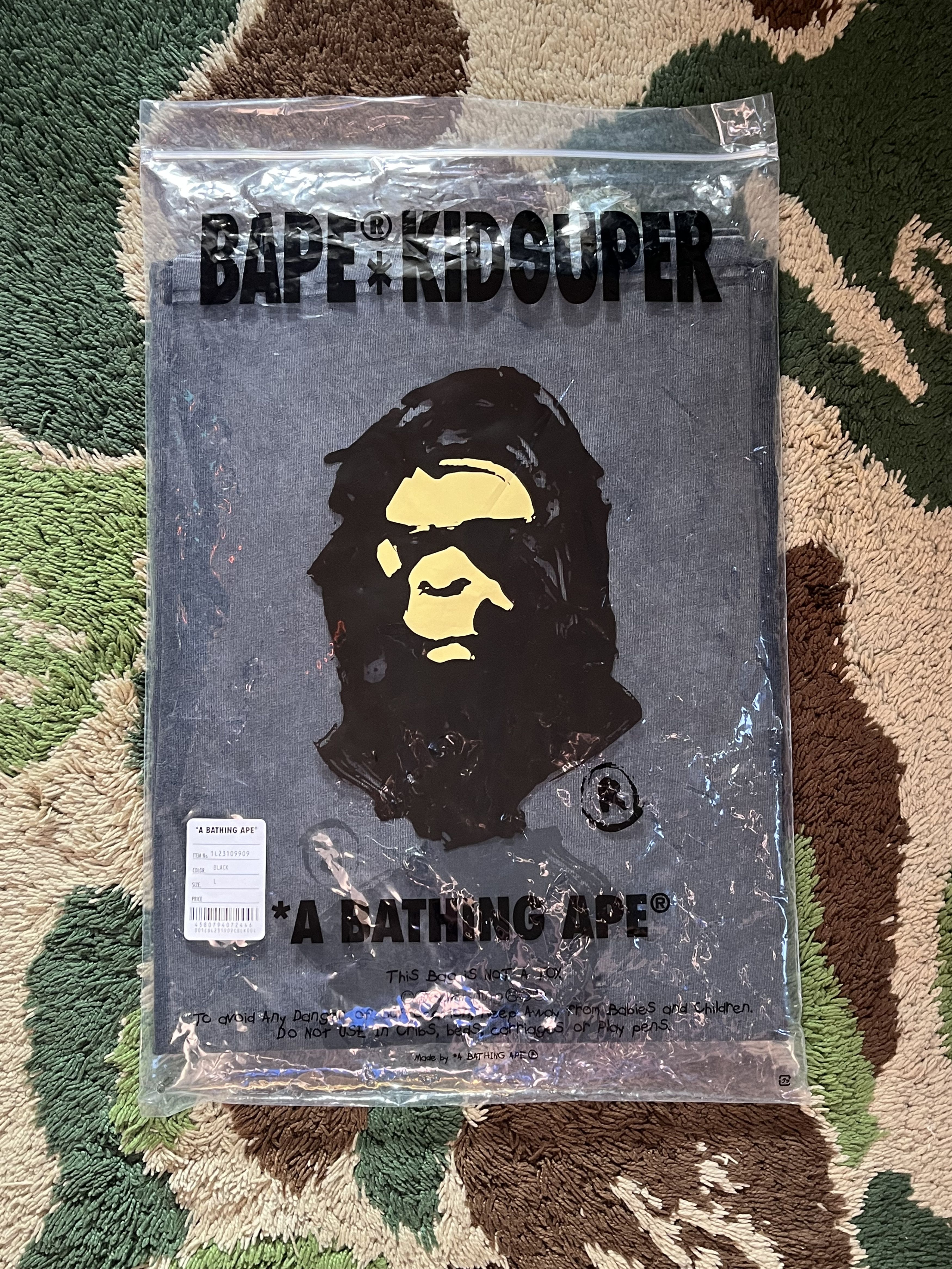 BAPE KIDSUPER A SUPER APE GARMENT DYE COLLEGE LOGO TEE